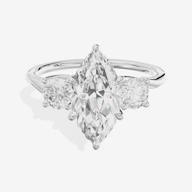 Luxe Vowsae Three Stone Marquise Engagement Ring (1/2 ct. tw.) in 14K White Gold