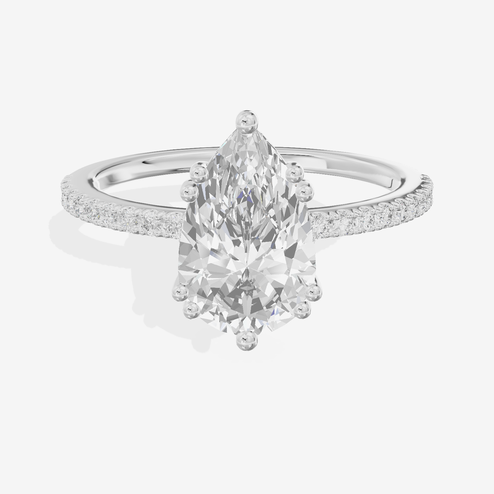 Luxe Mirelle Pear Hidden Halo Engagement Ring (1/6 ct. tw.) in 14K White Gold