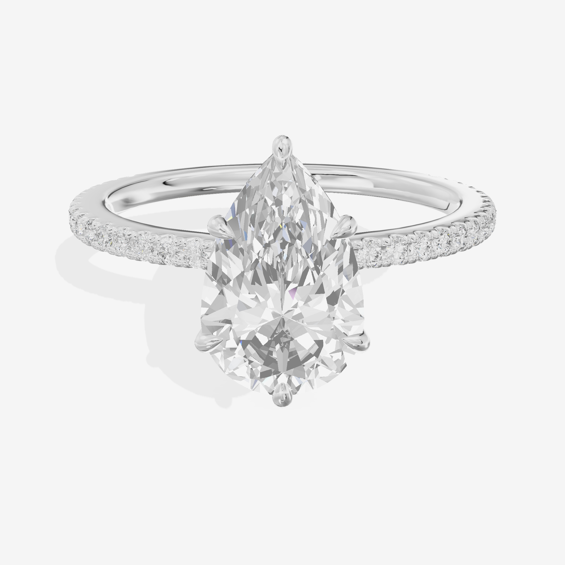 Petite Cherubine Pear Engagement Ring with Side Stones (1/3 ct. tw.) in 14K White Gold