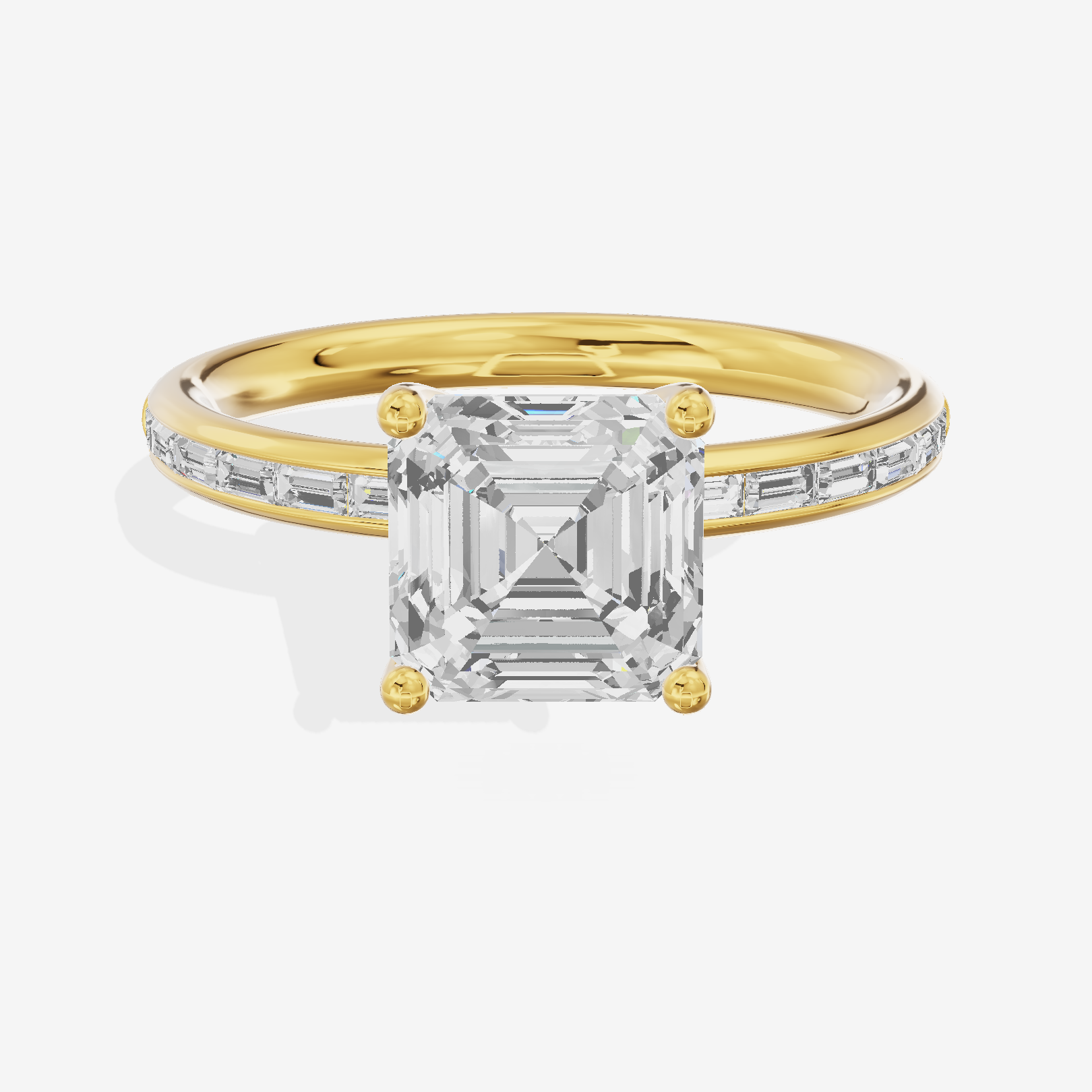 Tender Sincere Asscher Engagement Ring with Side Stones (1/6 ct. tw.) in 18K Yellow Gold