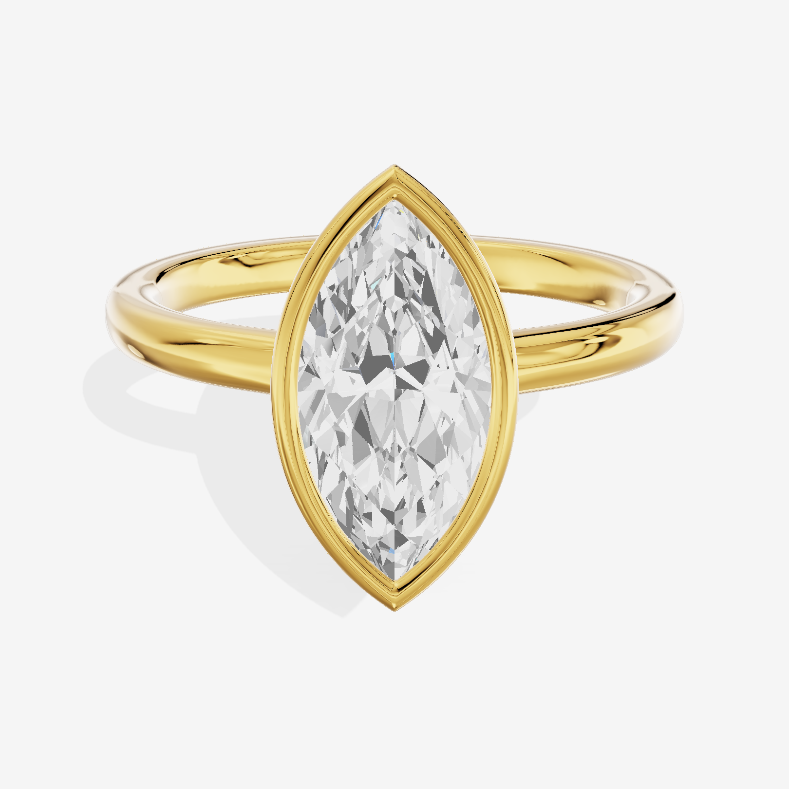 Trellise Bezel 2mm Marquise Solitaire Engagement Ring in 14K Yellow Gold
