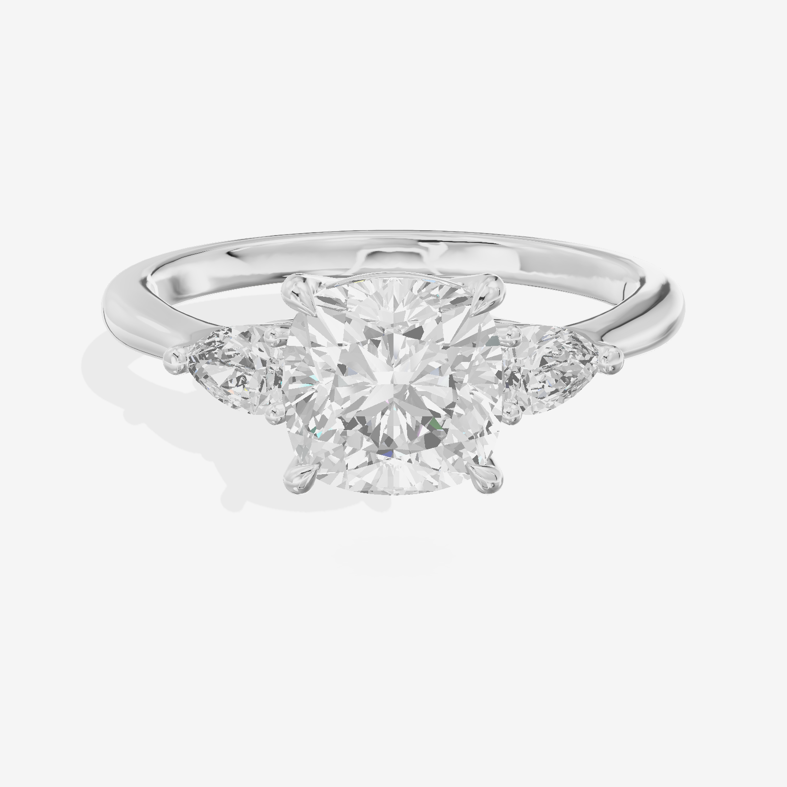 Petite Aimora Three Stone Cushion Engagement Ring (1/4 ct. tw.) in Platinum