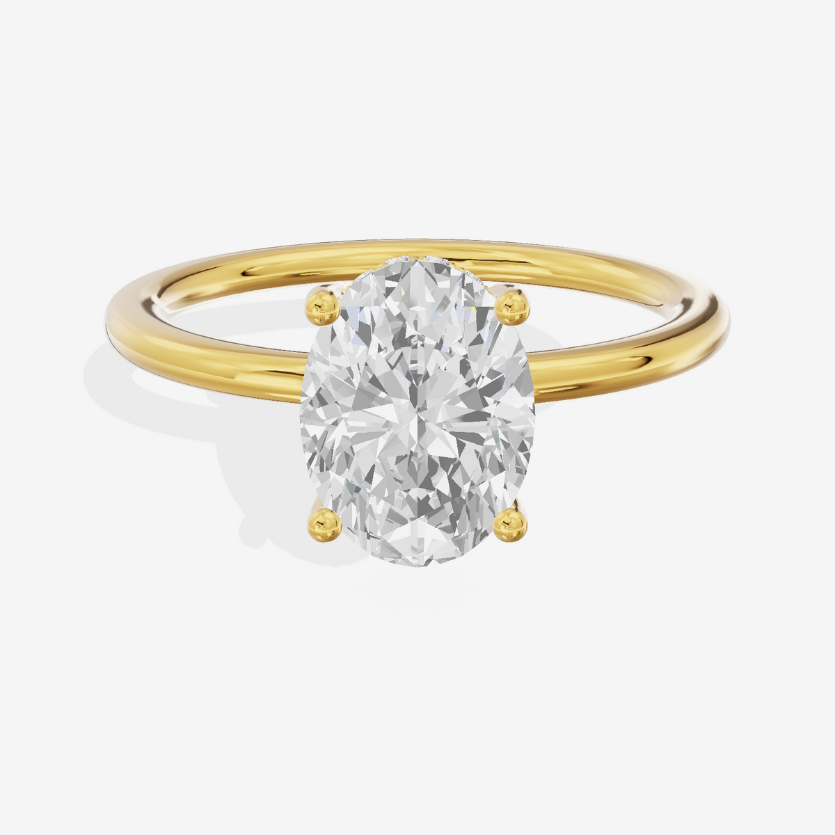 Reverya Hidden Halo Oval Engagement Ring (1/20 ct. tw.) in 18K Yellow Gold