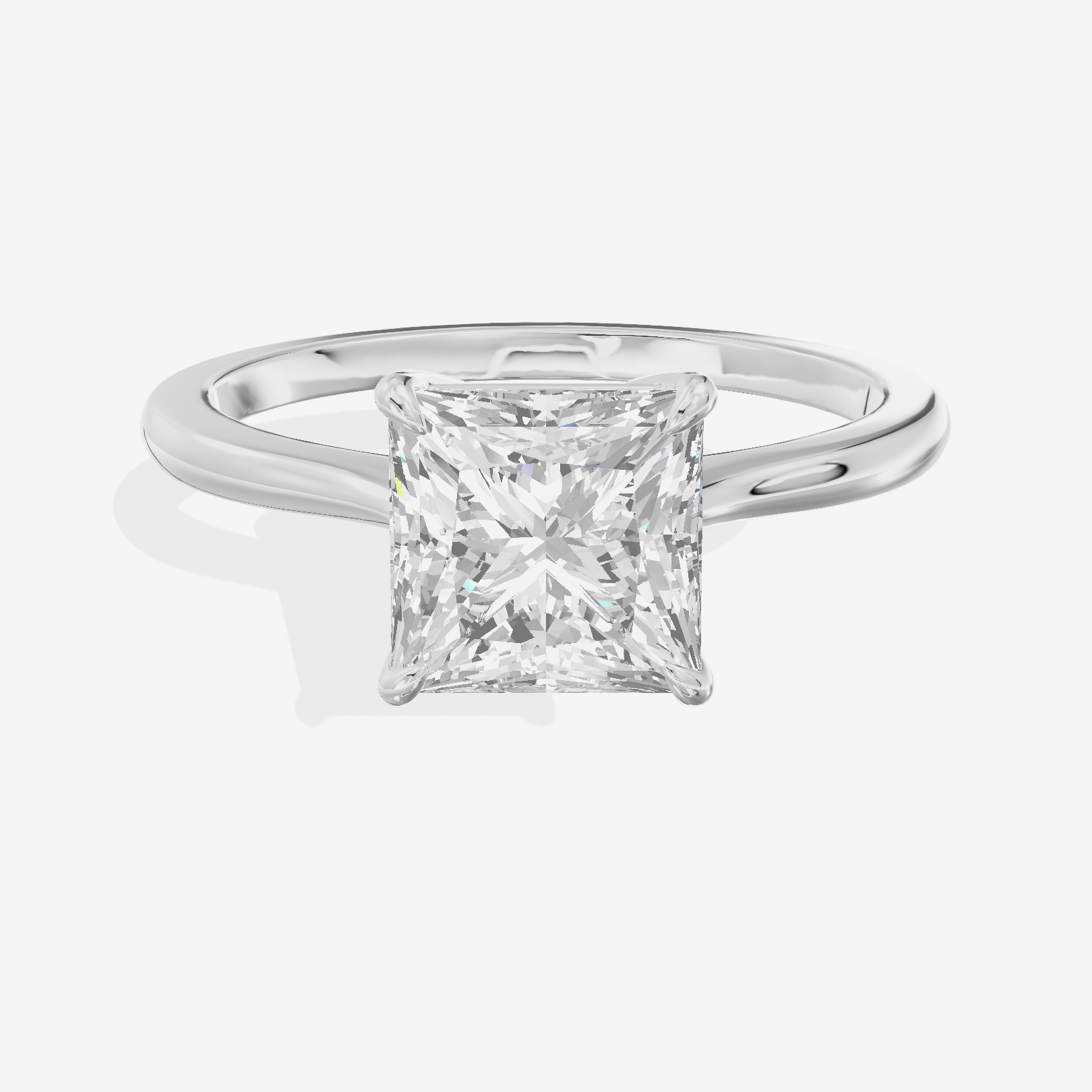 Bowed Adorae 1.5mm Princess Solitaire Engagement Ring in 14K White Gold