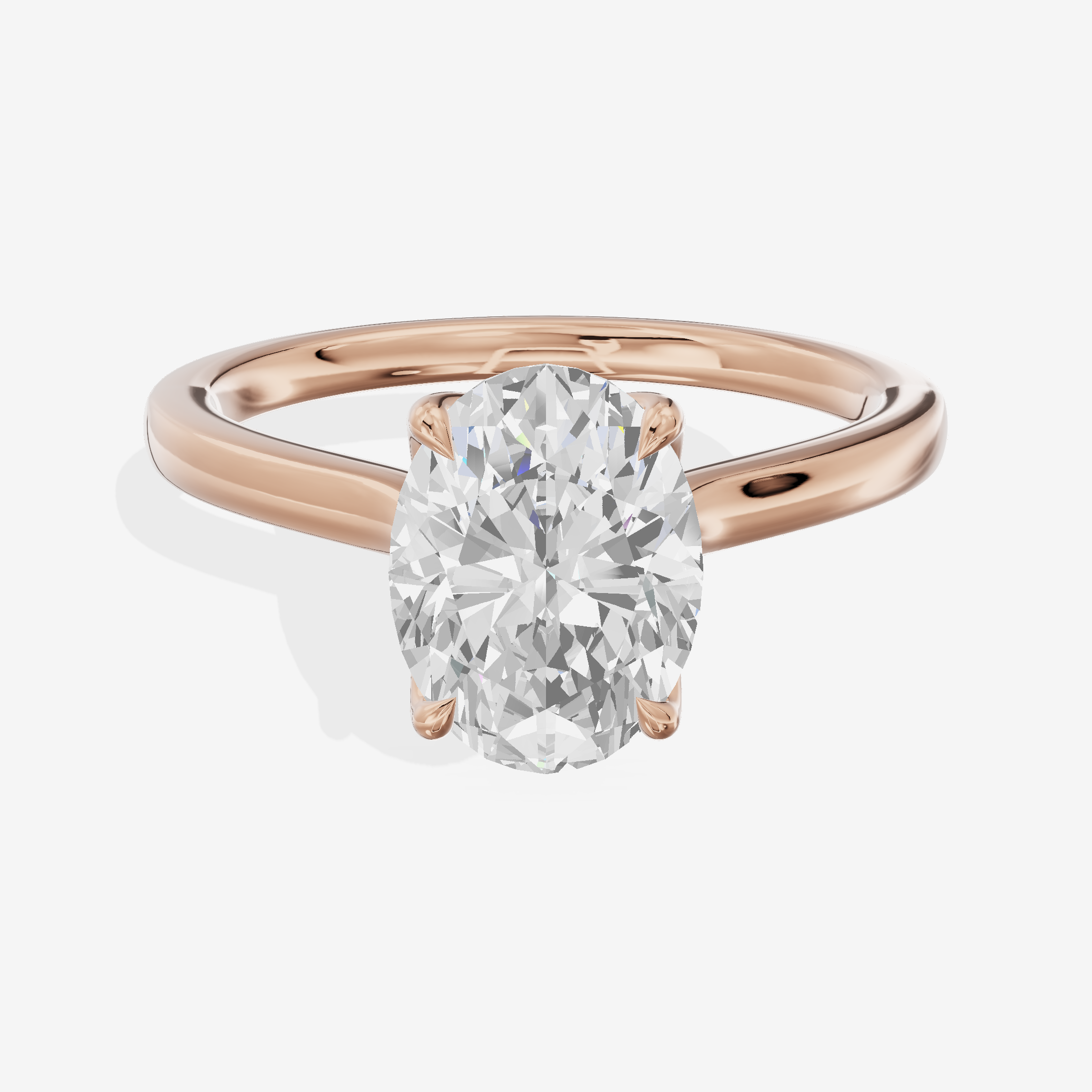 Pendulae Ring 1.8mm Oval Solitaire Engagement Ring in 18K Rose Gold