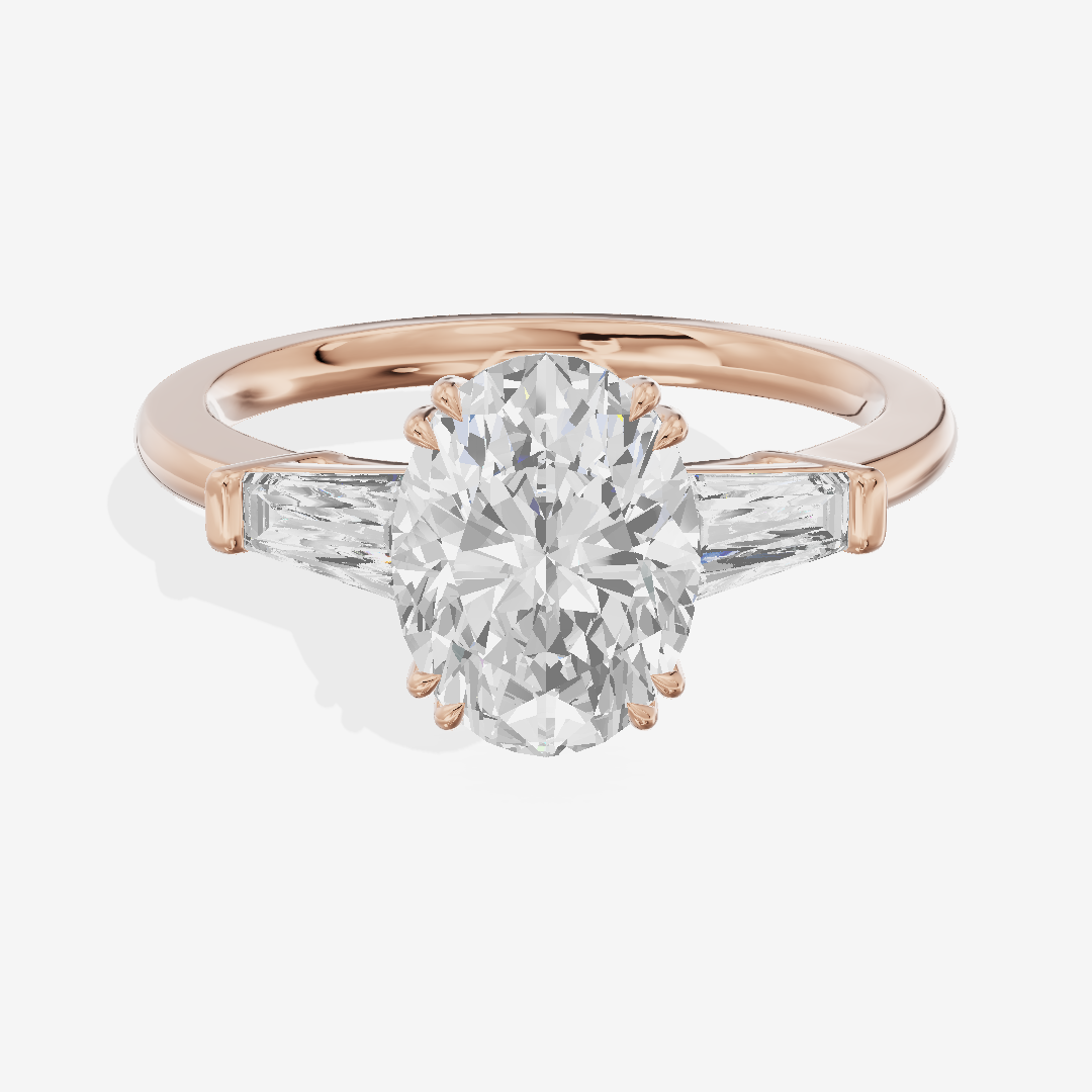 Lateria Three Stone Oval Engagement Ring (1/2 ct. tw.) in 18K Rose Gold