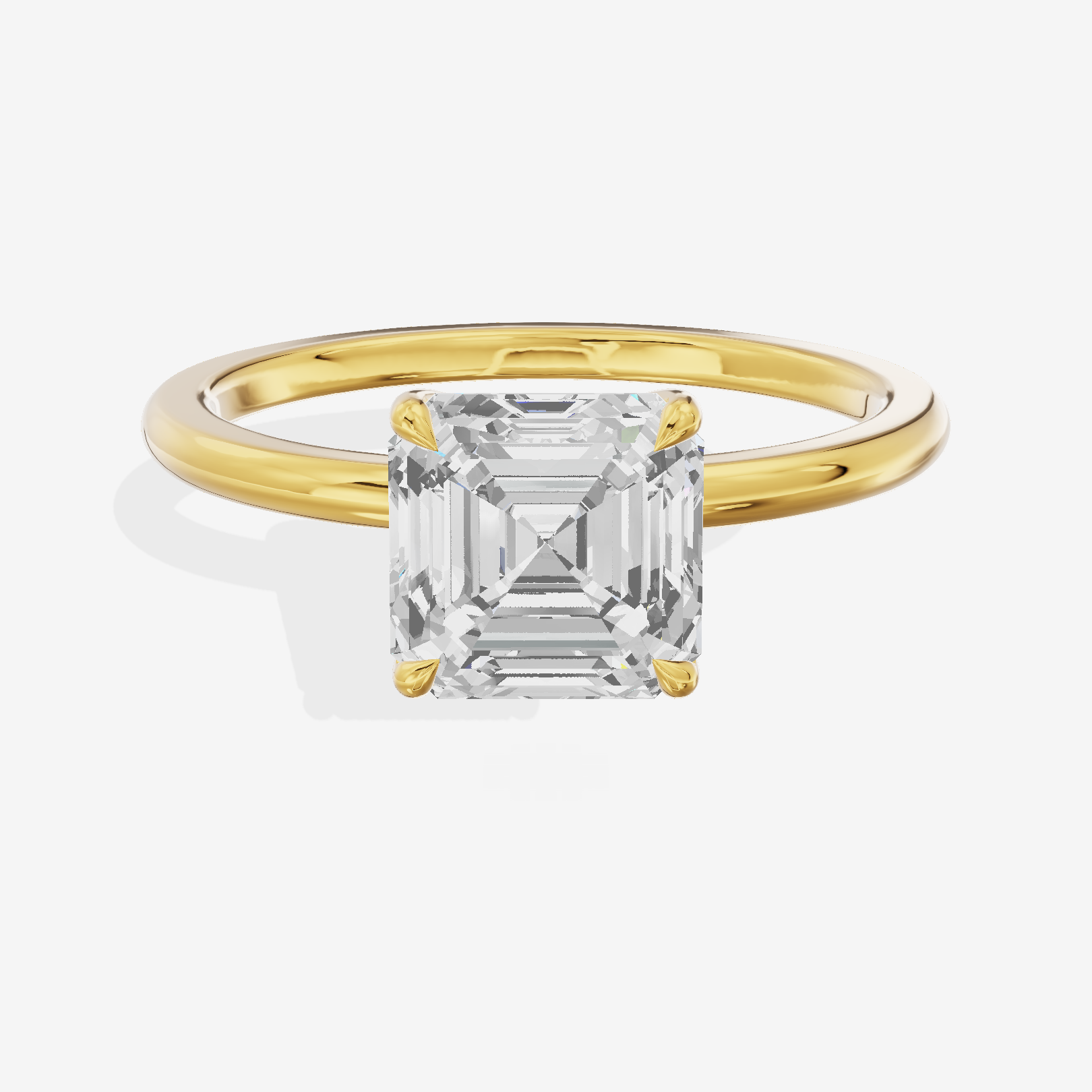 Lustrous Repose 1.5mm Asscher Comfort Fit Engagement Ring in 18K Yellow Gold
