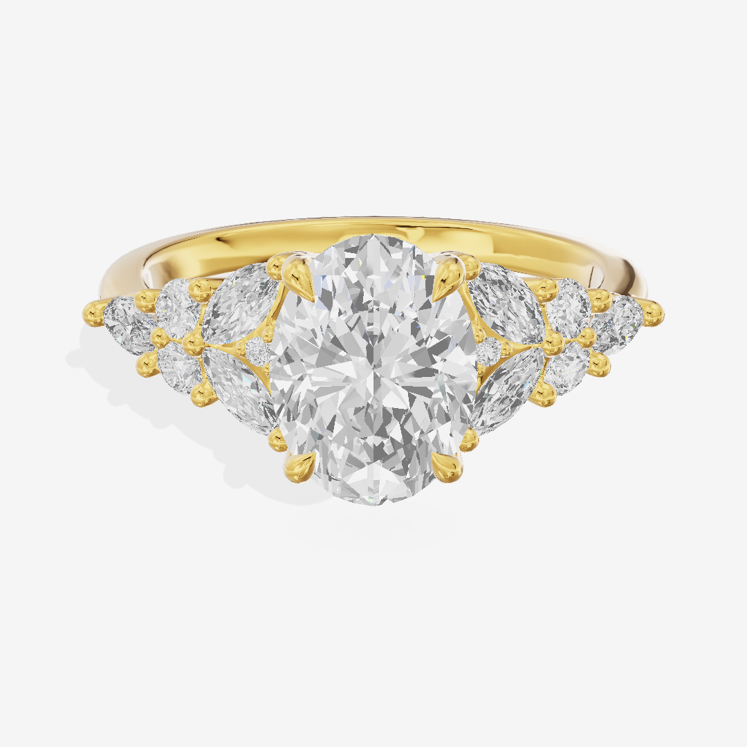 Modern Heartline Oval Engagement Ring with Side Stones (1/2 ct. tw.) in 18K Yellow Gold