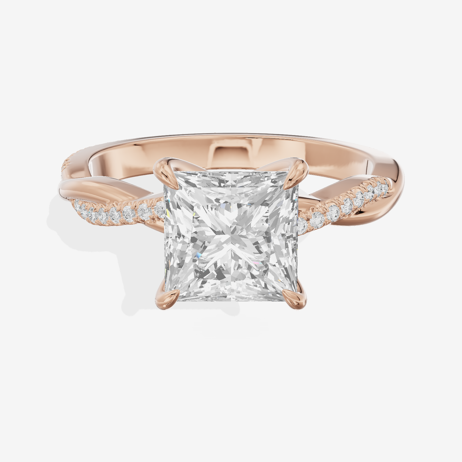 Petite Lumera Princess Pavé Engagement Ring (1/8 ct. tw.) in 18K Rose Gold