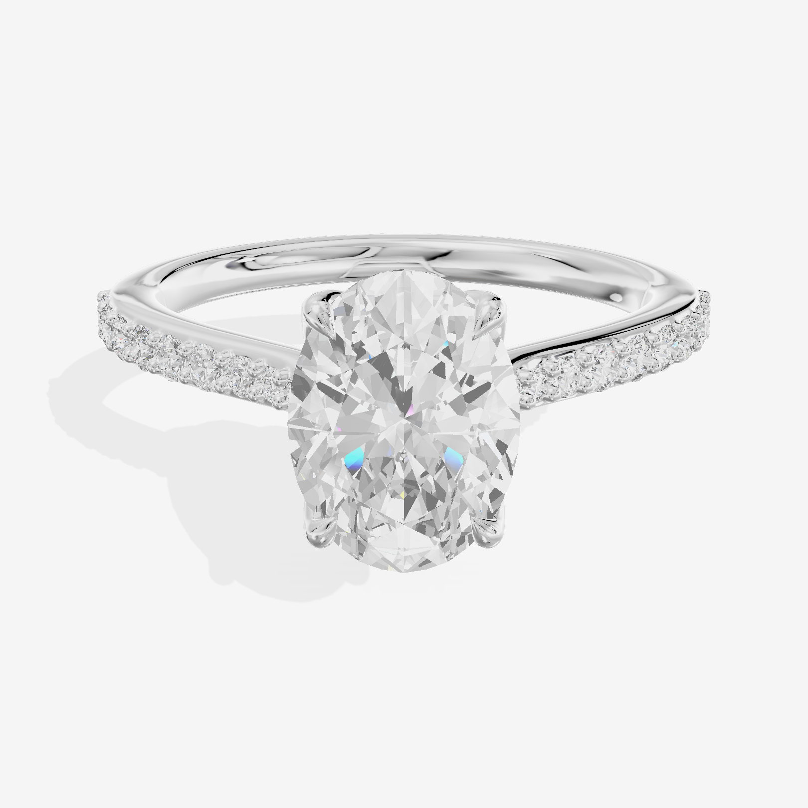 Petite Aurea Oval Engagement Ring with Side Stones (1/6 ct. tw.) in 14K White Gold