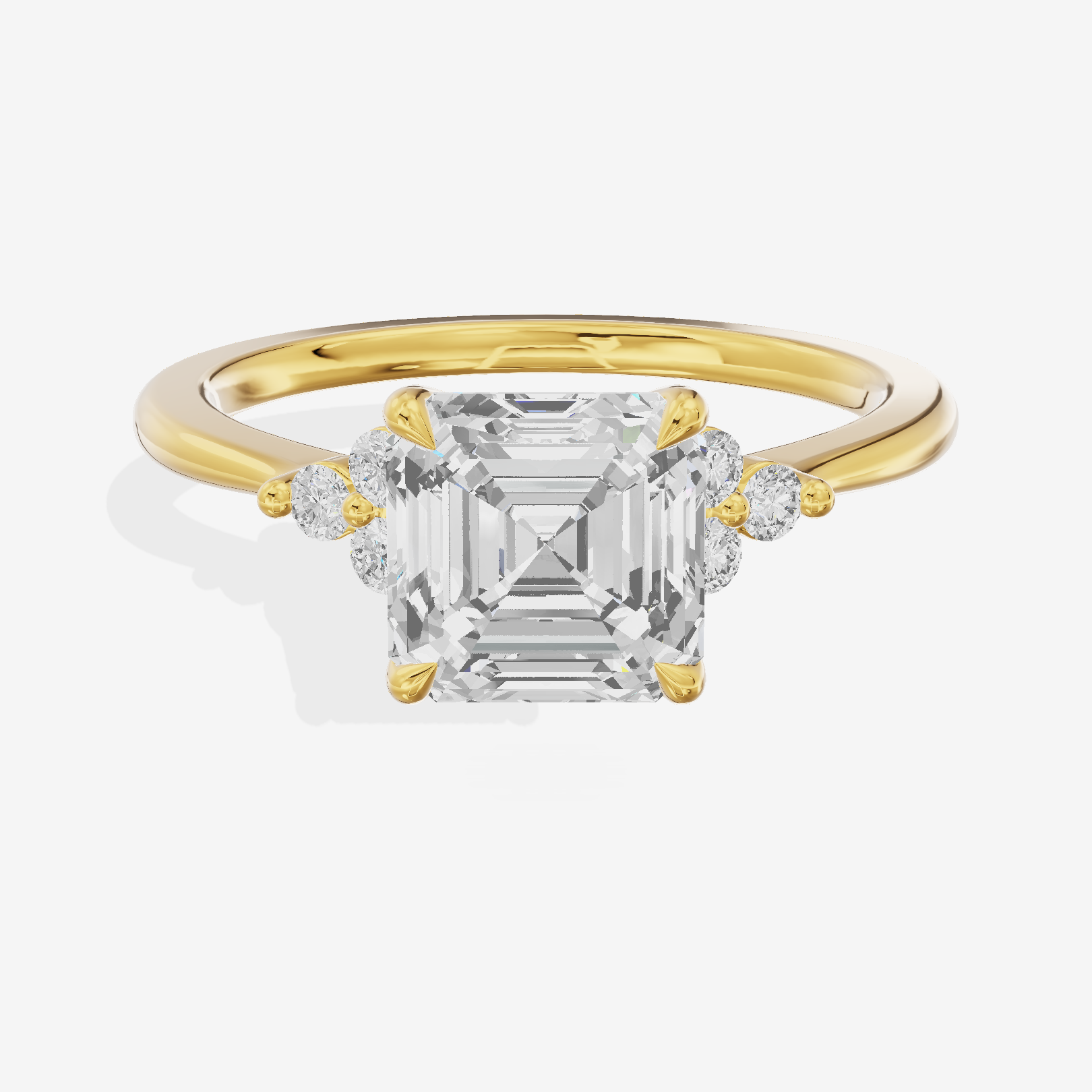 Petite Whisper Asscher Engagement Ring with Side Stones (1/10 ct. tw.) in 14K Yellow Gold