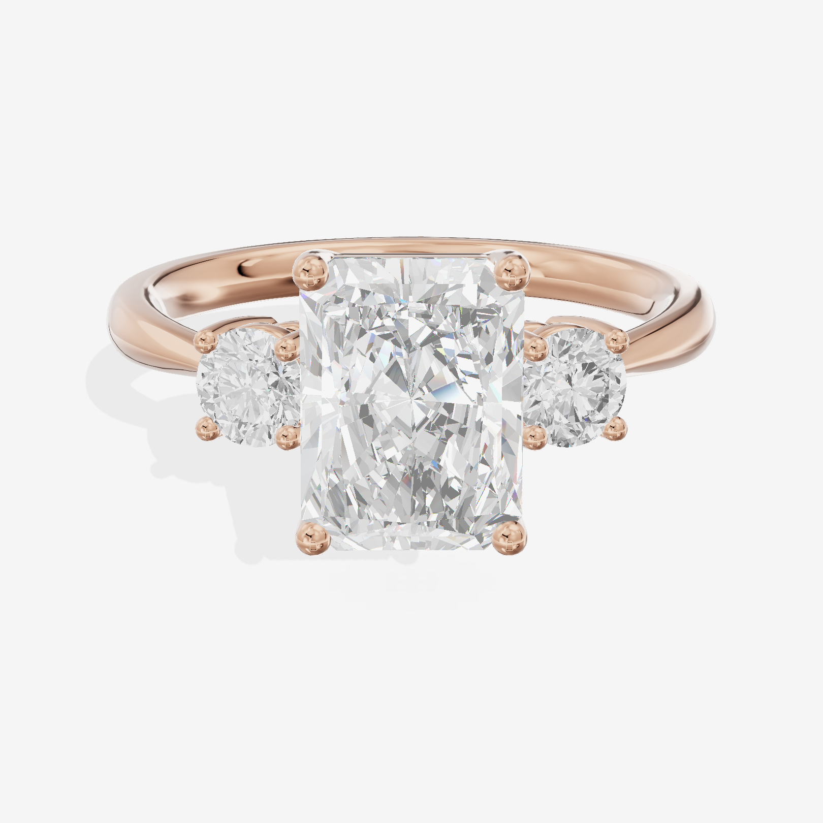 Grand Sincere Three Stone Radiant Engagement Ring (1/3 ct. tw.) in 18K Rose Gold