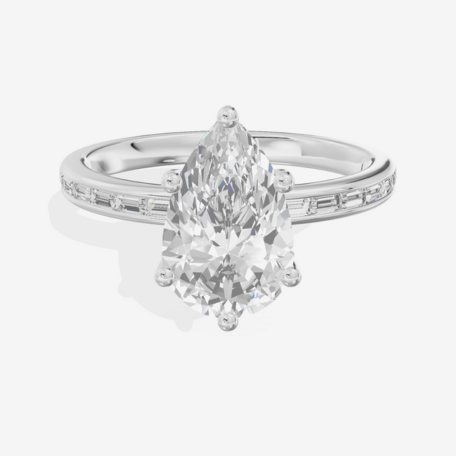 Tender Sincere Pear Engagement Ring with Side Stones (1/6 ct. tw.) in 14K White Gold
