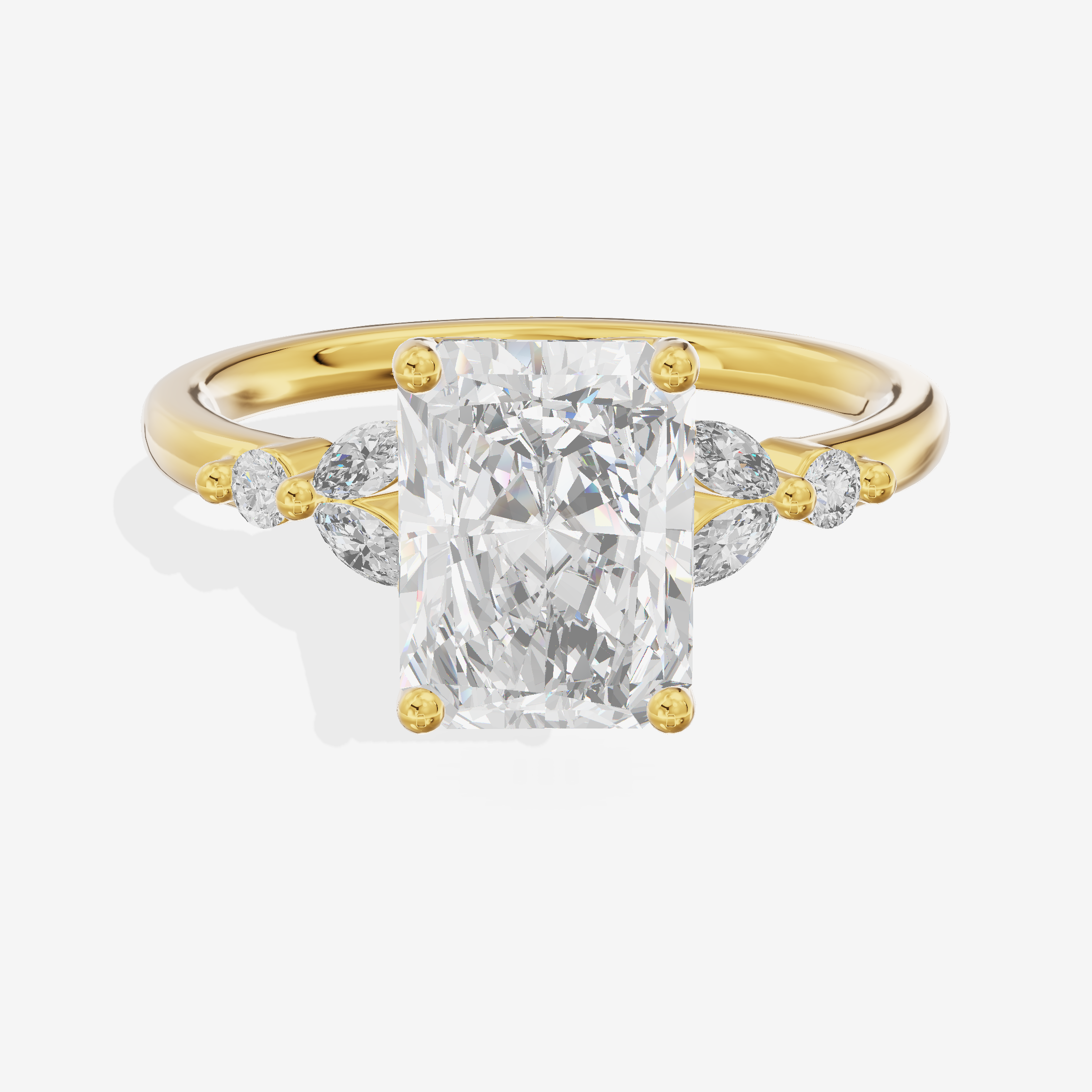 Whispered Halcyon Radiant Engagement Ring with Side Stones (1/6 ct. tw.) in 14K Yellow Gold