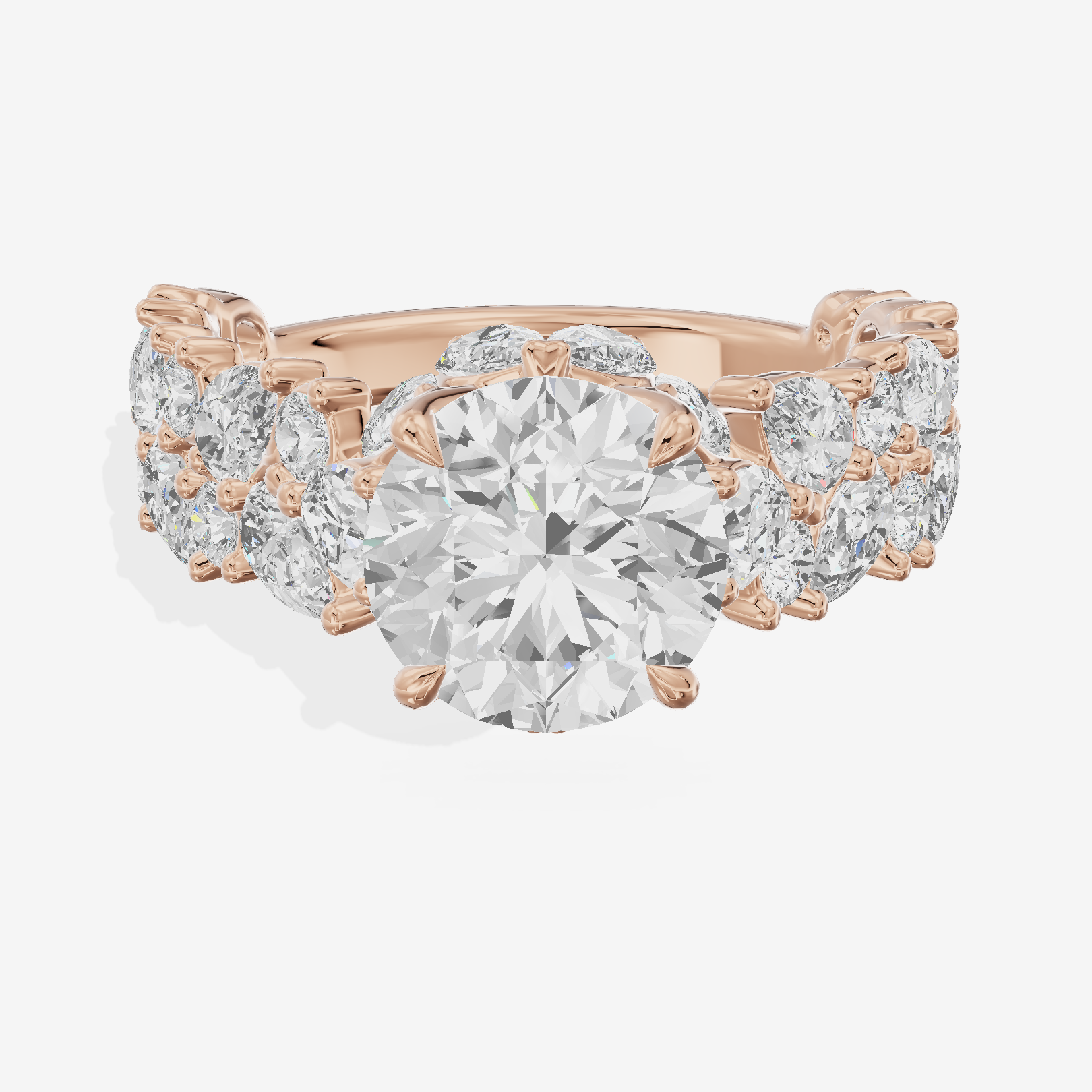 Grand Janevra Round Engagement Ring with Side Stones (3/4 ct. tw.) in 14K Rose Gold
