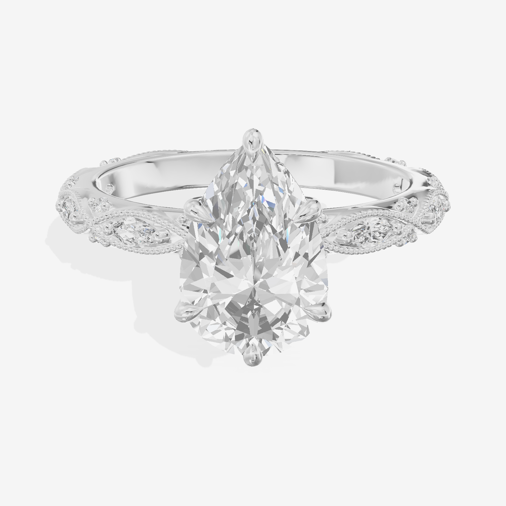 Vintage Whisper Pear Engagement Ring (1/4 ct. tw.) in Platinum