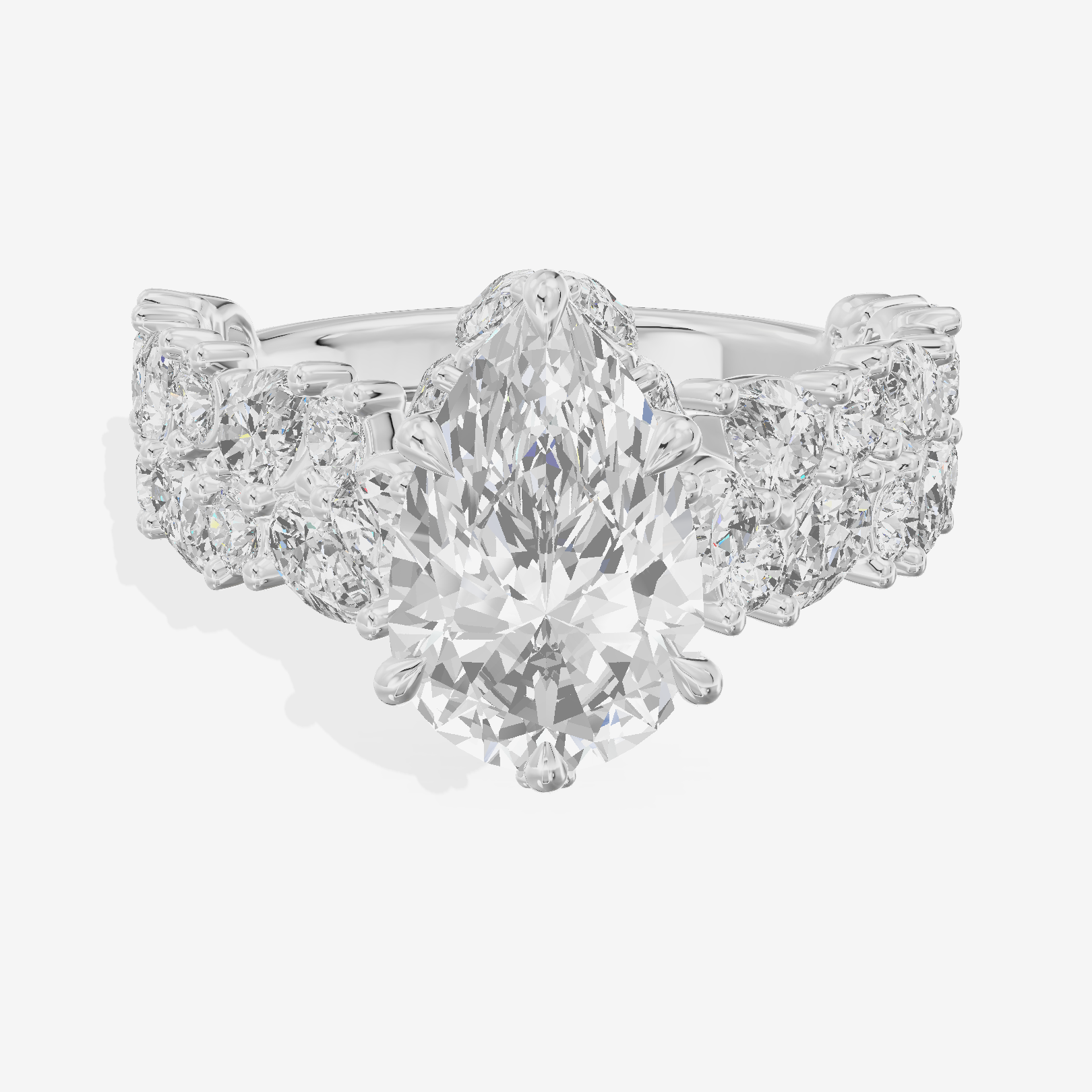 Grand Janevra Pear Engagement Ring with Side Stones (3/4 ct. tw.) in 18K White Gold