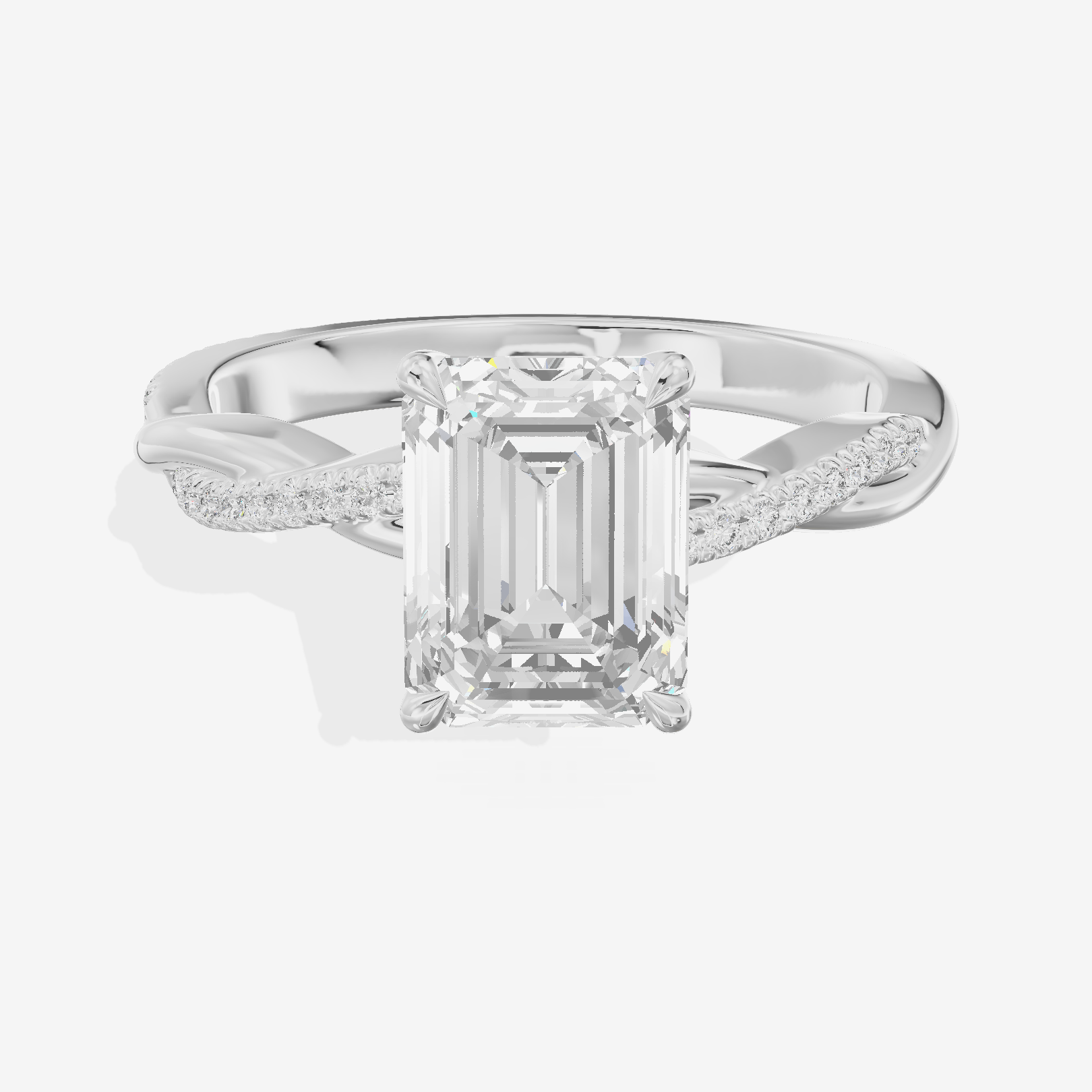 Petite Lumera Emerald Pavé Engagement Ring (1/8 ct. tw.) in 18K White Gold