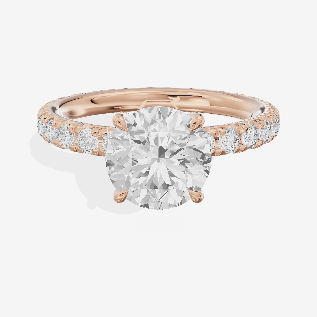 Eternal Coeurine Round Engagement Ring with Side Stones (3/5 ct. tw.) in 18K Rose Gold