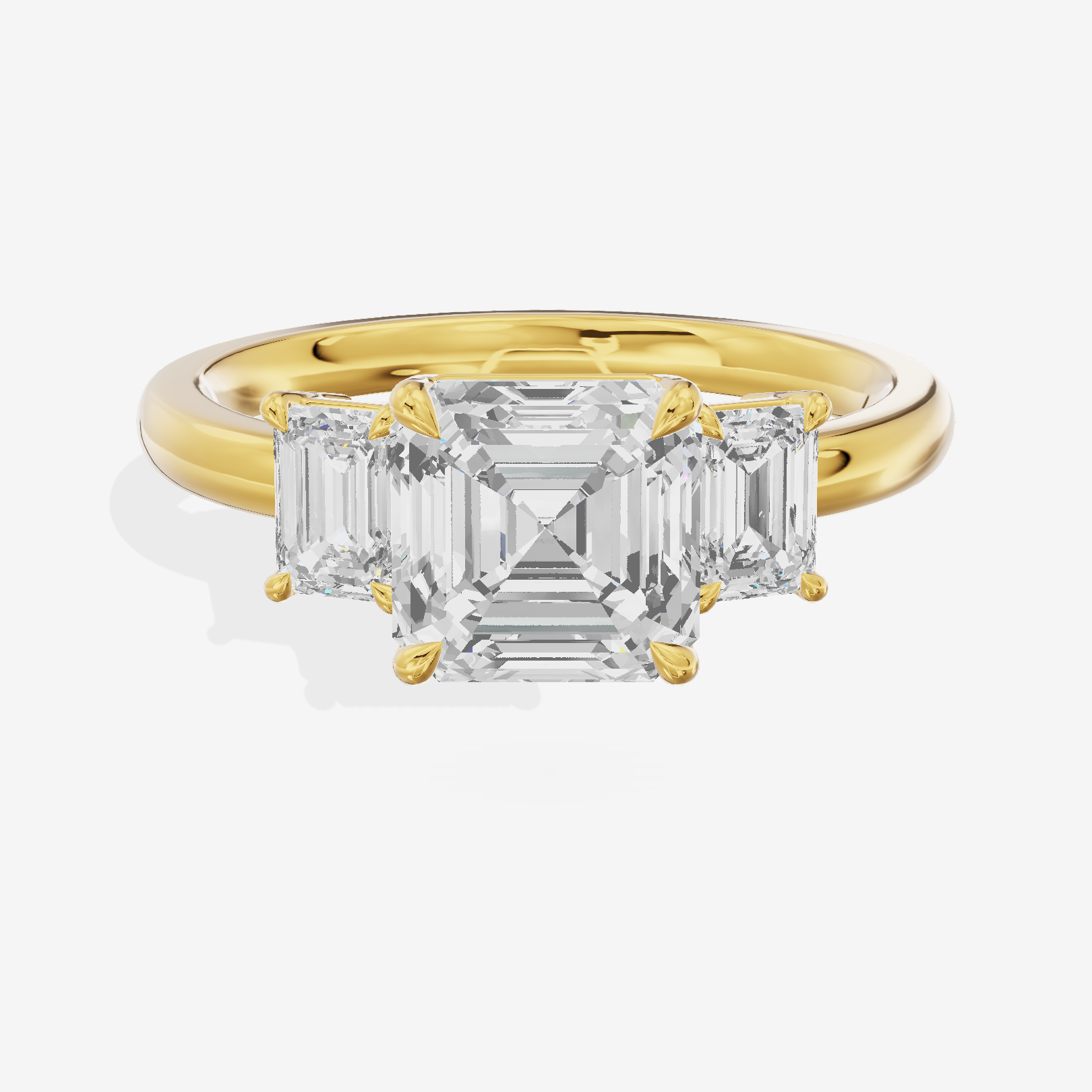 Petite Coeurine Three Stone Asscher Engagement Ring (1/5 ct. tw.) in 14K Yellow Gold