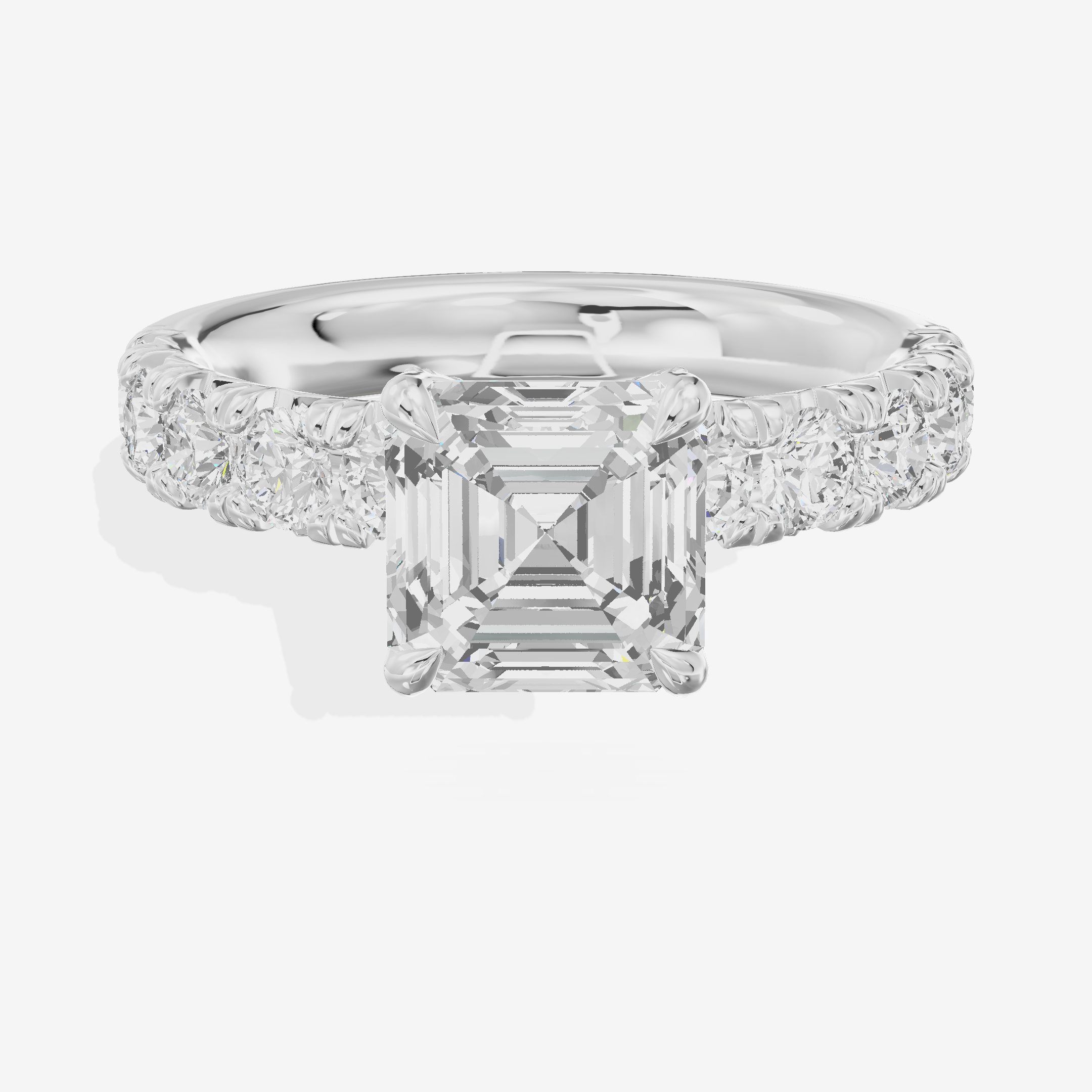 Lustrous Aurea Asscher Engagement Ring with Side Stones (3/4 ct. tw.) in Platinum