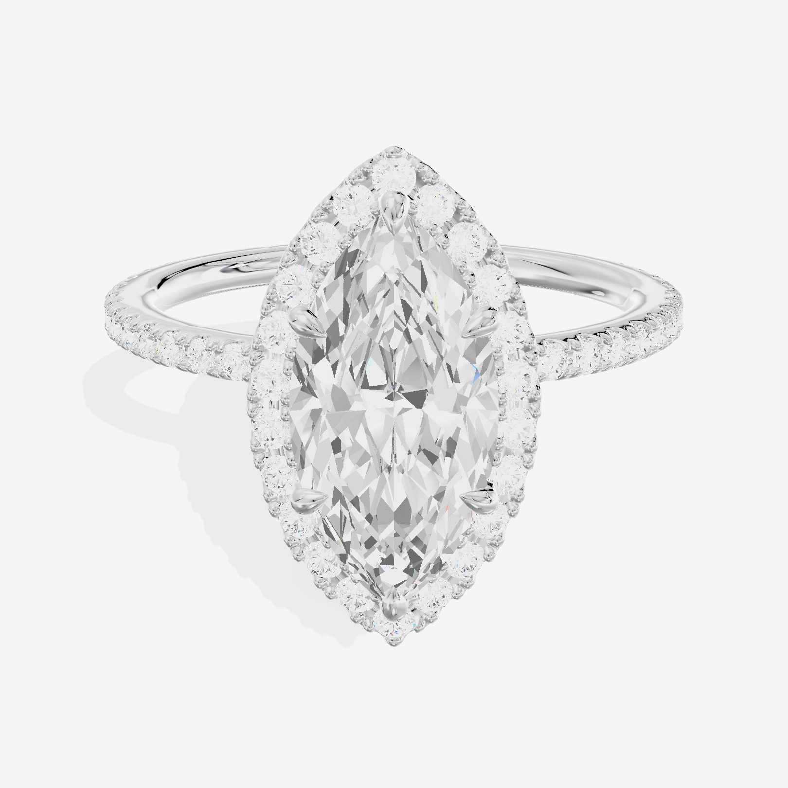 Selenia Marquise Hidden Halo Engagement Ring (1/6 ct. tw.) in 18K White Gold