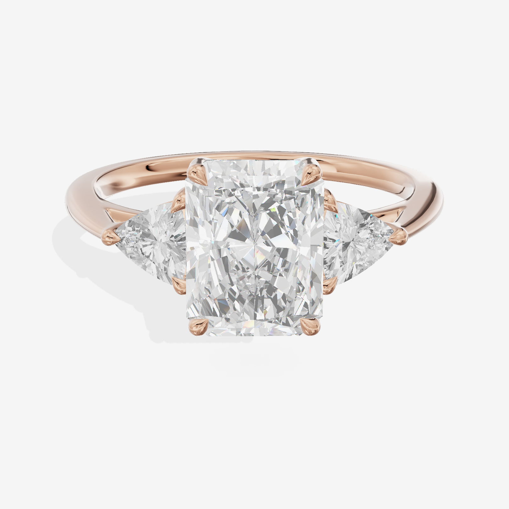 Coeurine Three Stone Radiant Engagement Ring (1/8 ct. tw.) in 14K Rose Gold