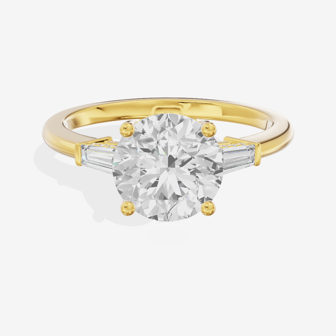 Clusta Three Stone Round Engagement Ring (1/10 ct. tw.) in 14K Yellow Gold