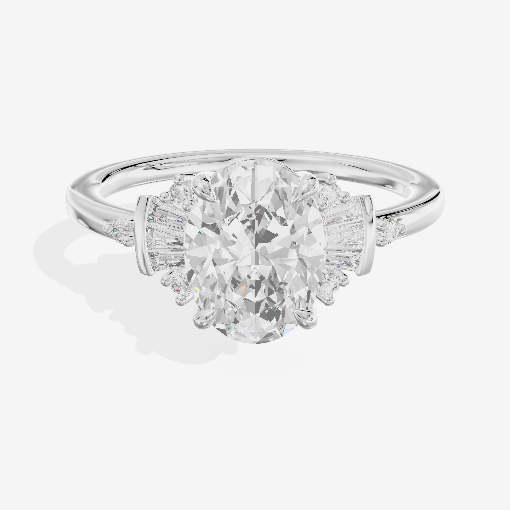 Petite Trellise Oval Engagement Ring with Side Stones (1/3 ct. tw.) in 18K White Gold