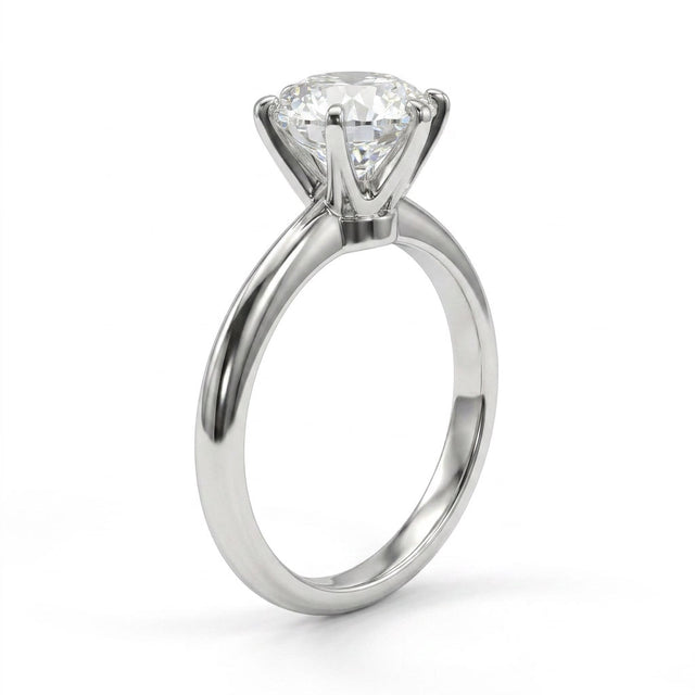 Tall Cathedral Solitaire Round Engagement Ring (2.09 ct.) in Platinum