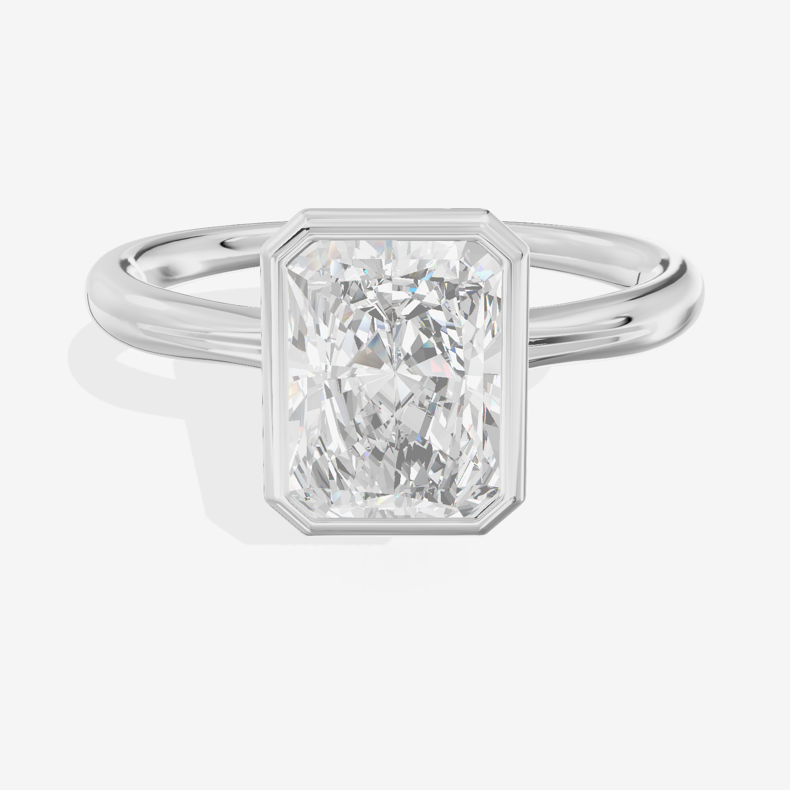 Coeurine Bezel 2mm Radiant Solitaire Engagement Ring in Platinum