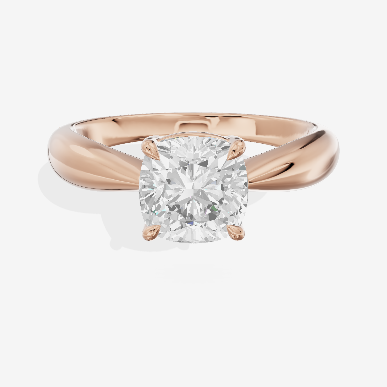 Aimora Trellis 2mm Cushion Solitaire Engagement Ring in 14K Rose Gold