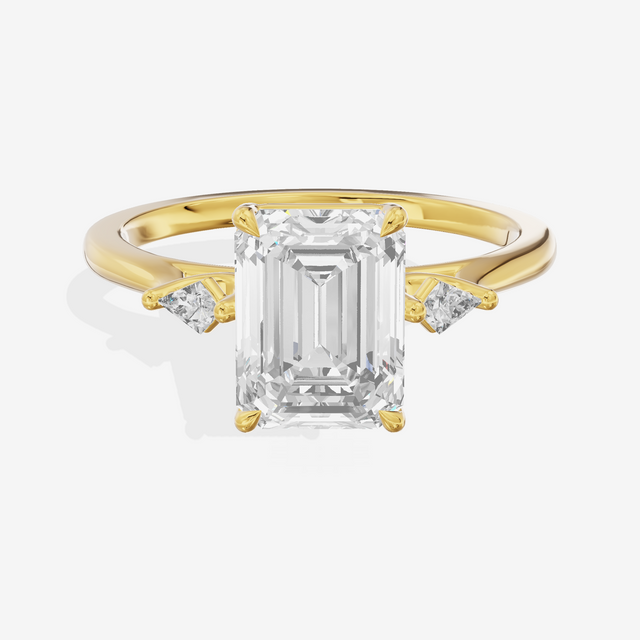 Petite Sincere Three Stone Emerald Engagement Ring (1/15 ct. tw.) in 14K Yellow Gold