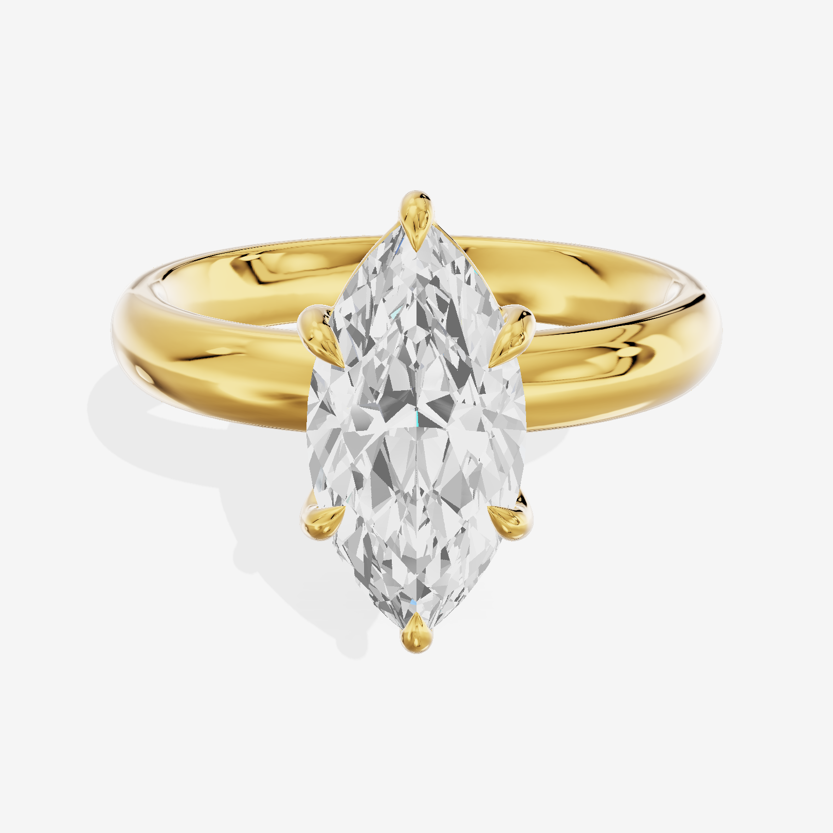Whisper 3mm Marquise Solitaire Engagement Ring in 14K Yellow Gold