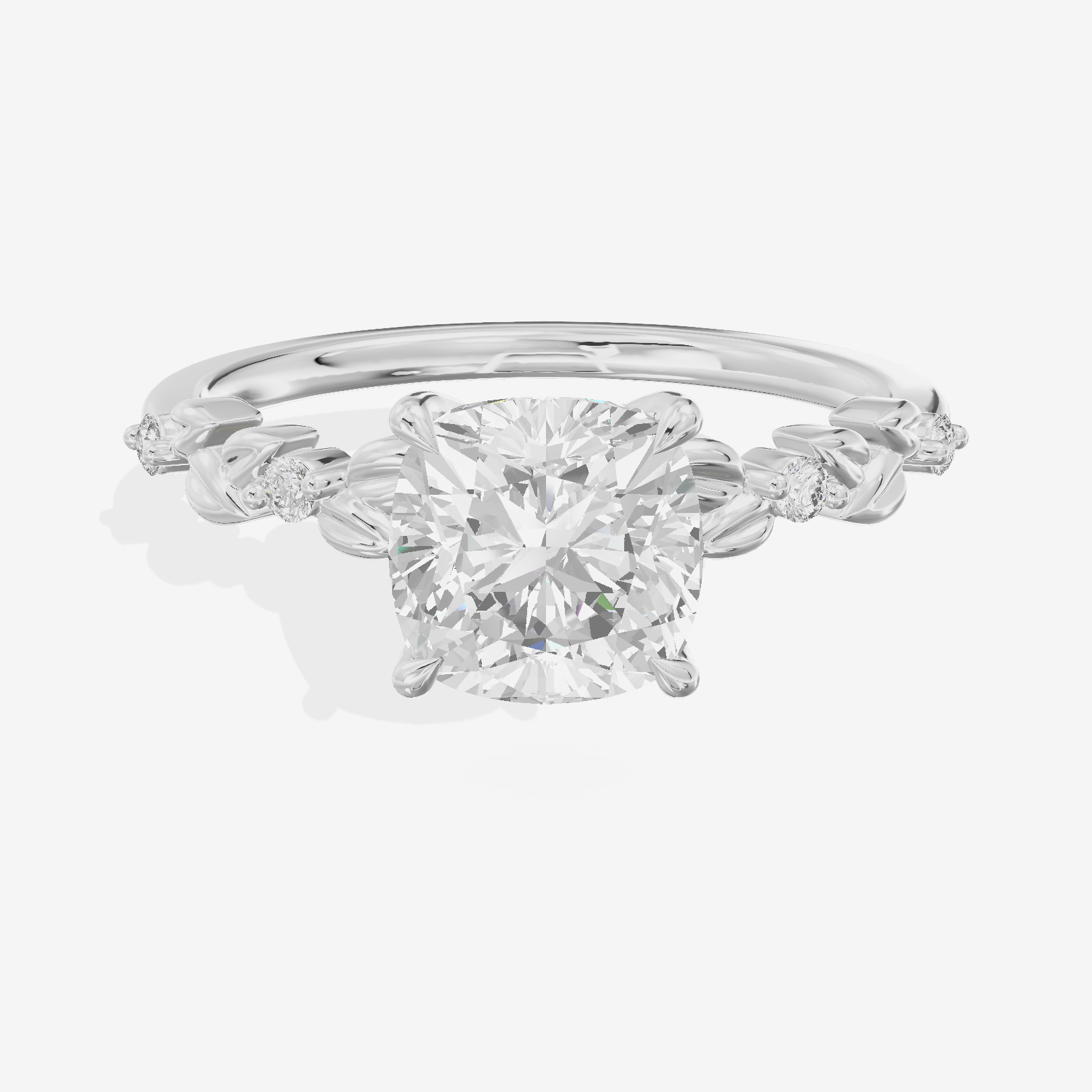 Tender Promezza Cushion Engagement Ring with Side Stones (1/20 ct. tw.) in Platinum