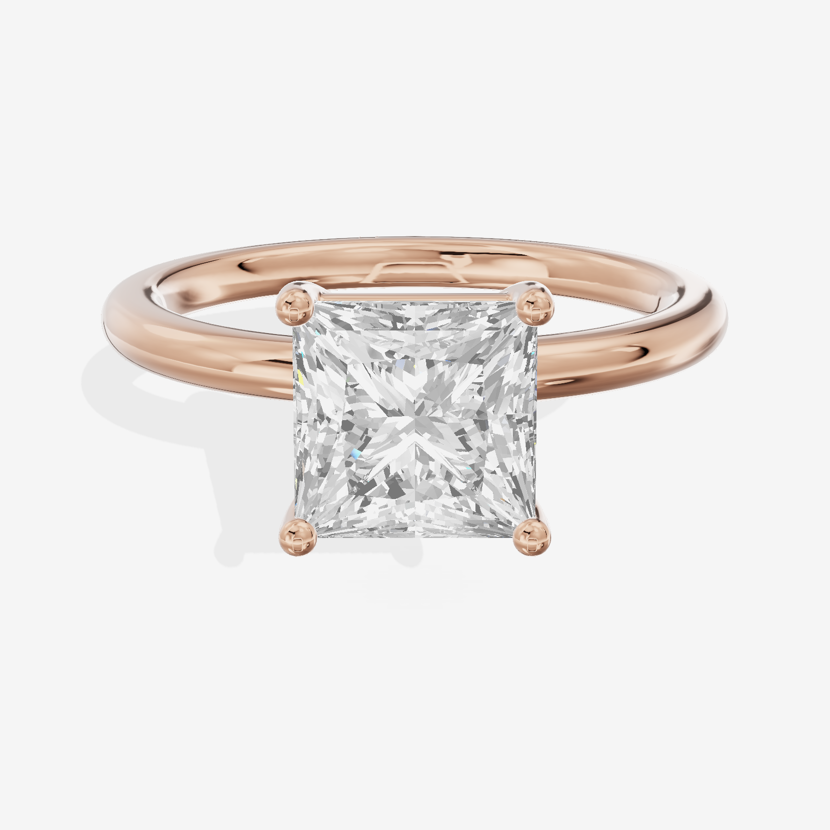 Tender 2mm Princess Solitaire Engagement Ring in 18K Rose Gold