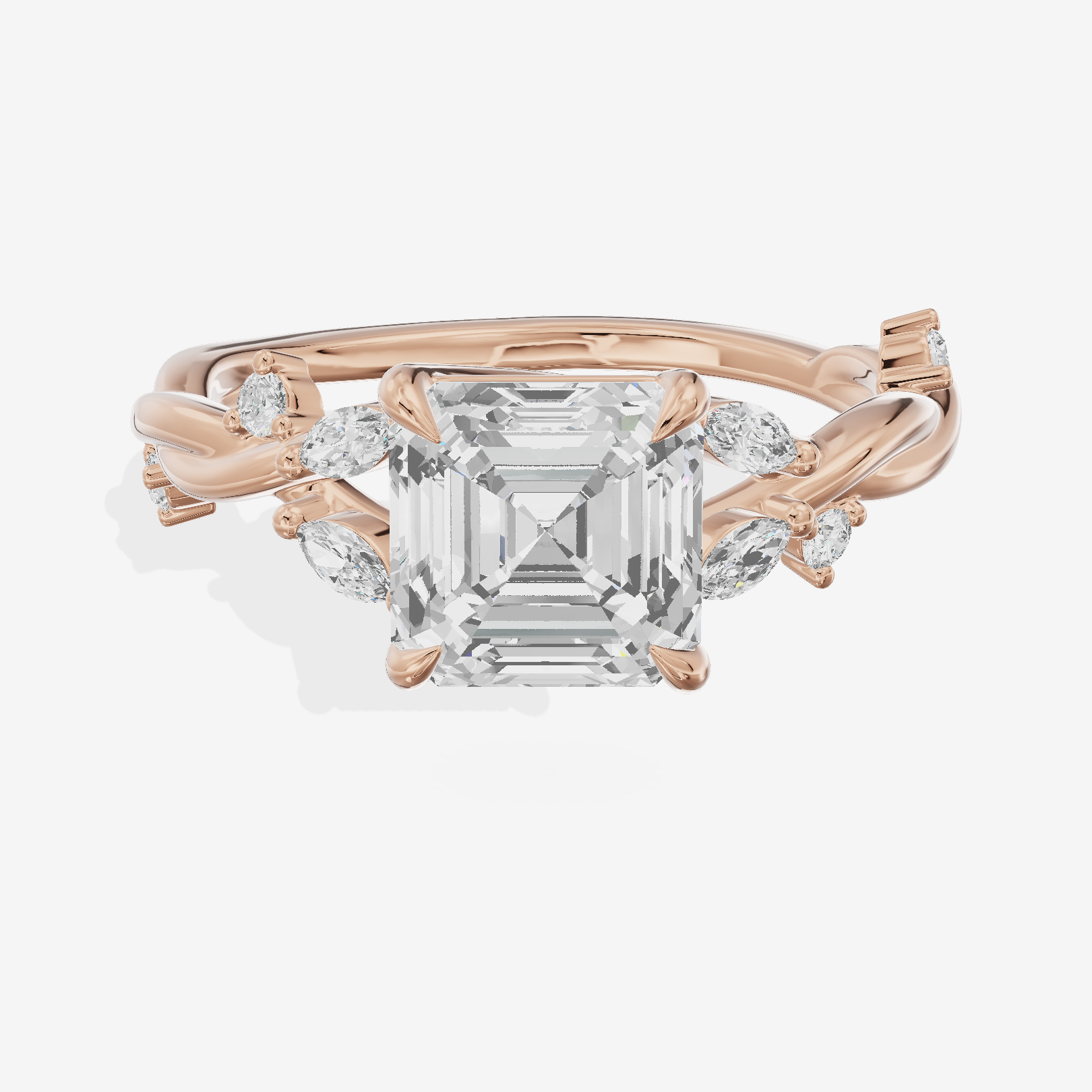 Twined Vowsae Asscher Twisted Engagement Ring (1/6 ct. tw.) in 18K Rose Gold