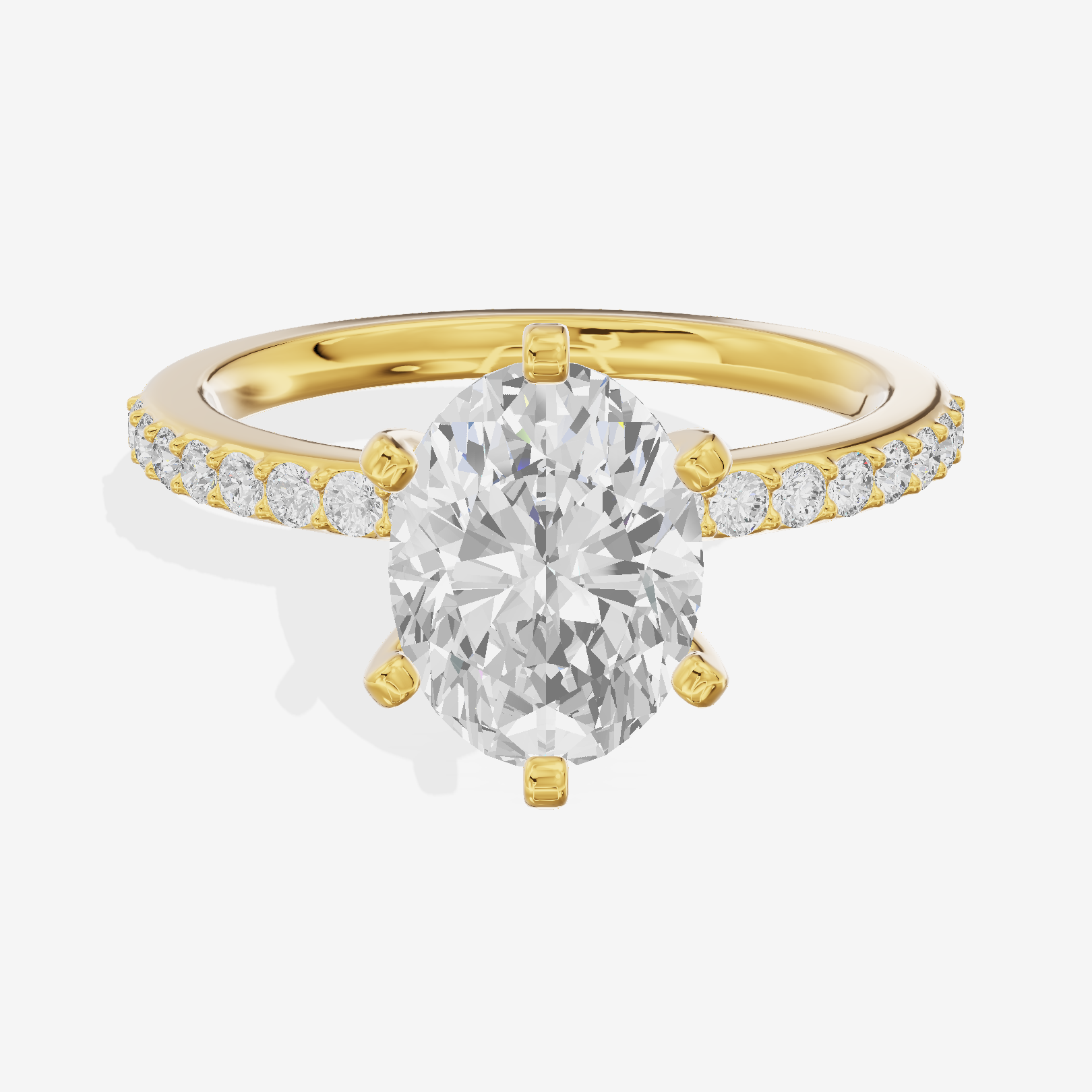 Petite Mayrelle Oval Engagement Ring with Side Stones (1/5 ct. tw.) in 14K Yellow Gold