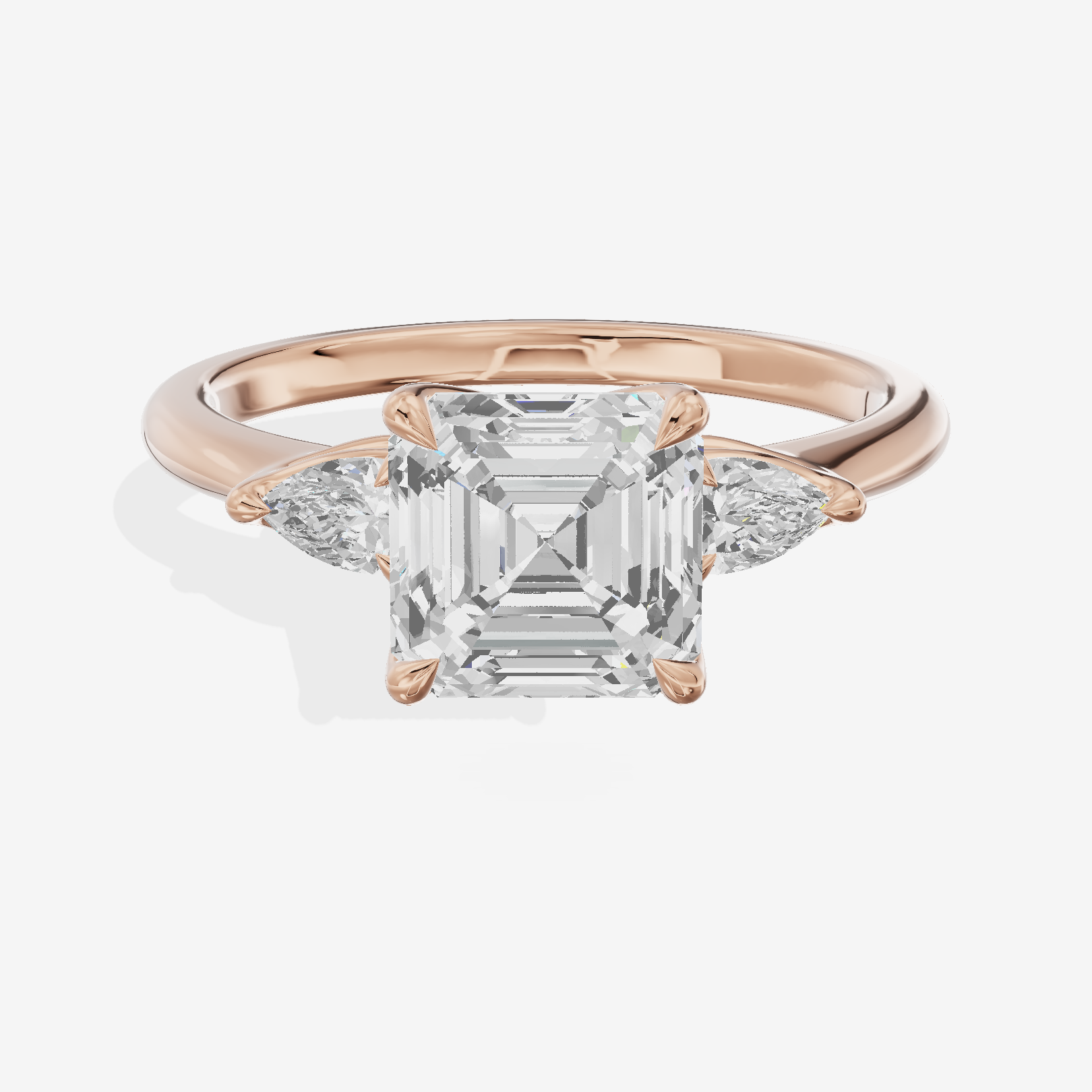 Vintage Coeurine Three Stone Asscher Engagement Ring (1/2 ct. tw.) in 14K Rose Gold