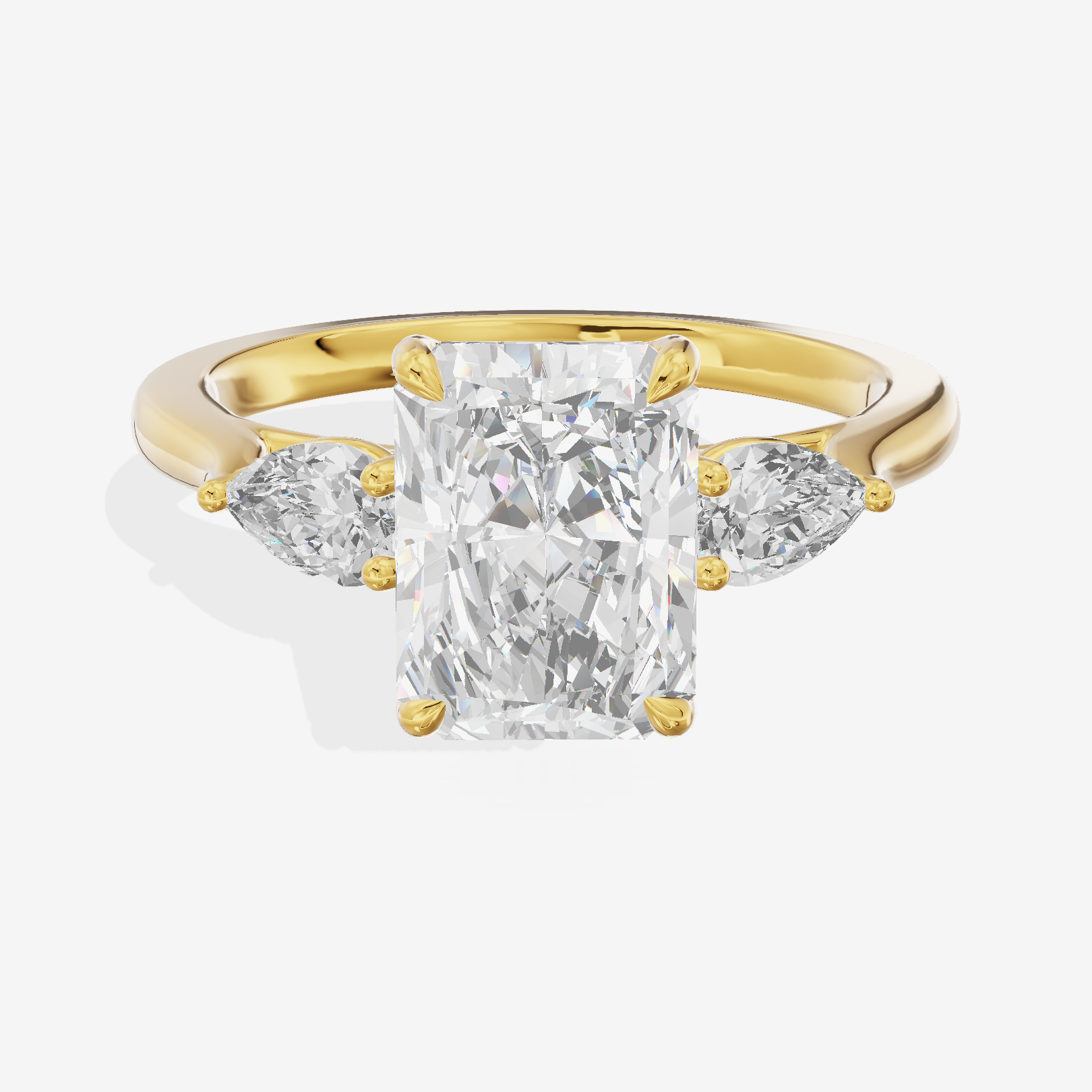 Classic Eversince Radiant Engagement Ring with Side Stones (2/5 ct. tw.) in 18K Yellow Gold
