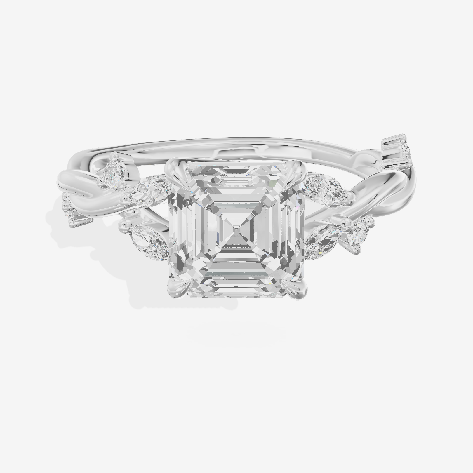 Twined Vowsae Asscher Twisted Engagement Ring (1/6 ct. tw.) in Platinum