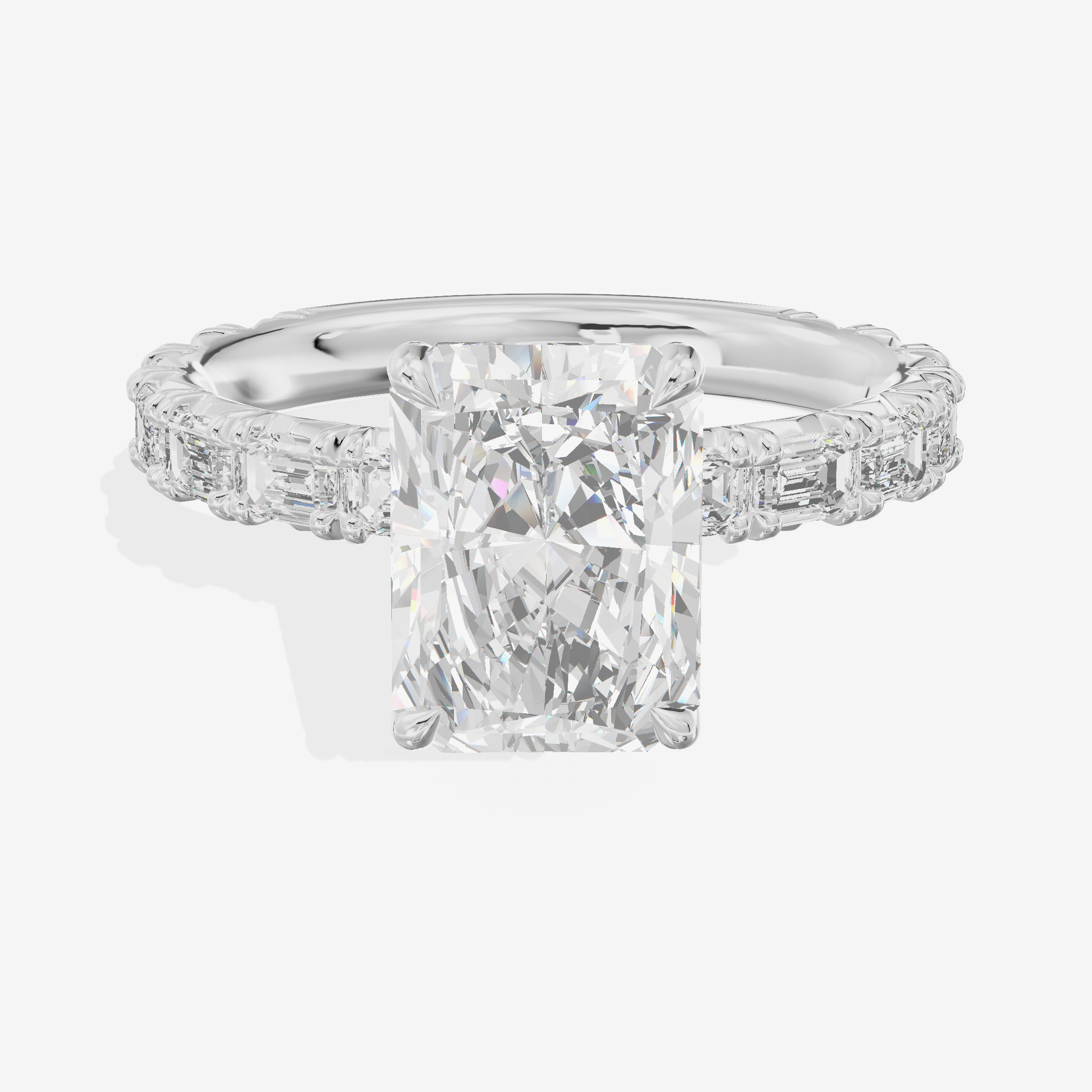 Luxe Aurea Radiant Engagement Ring with Side Stones (3/8 ct. tw.) in 14K White Gold