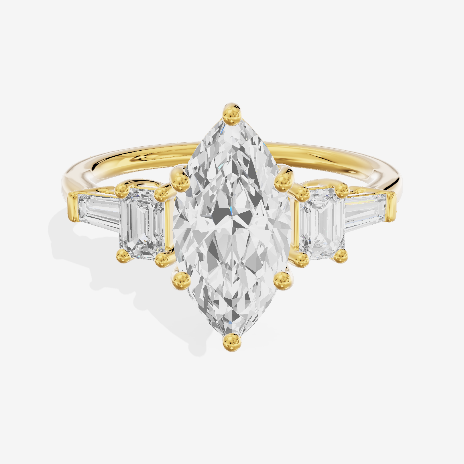 Vowsae Five Stone Marquise Engagement Ring (3/4 ct. tw.) in 14K Yellow Gold