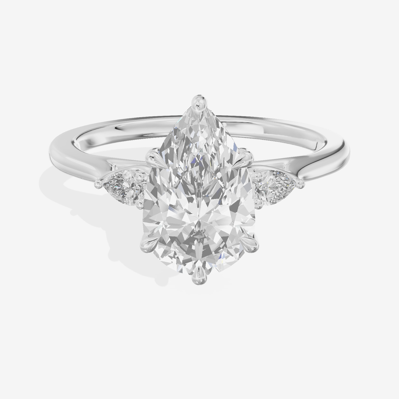 Triade Pear Three Stone Engagement Ring (1/10 ct. tw.) in 14K White Gold