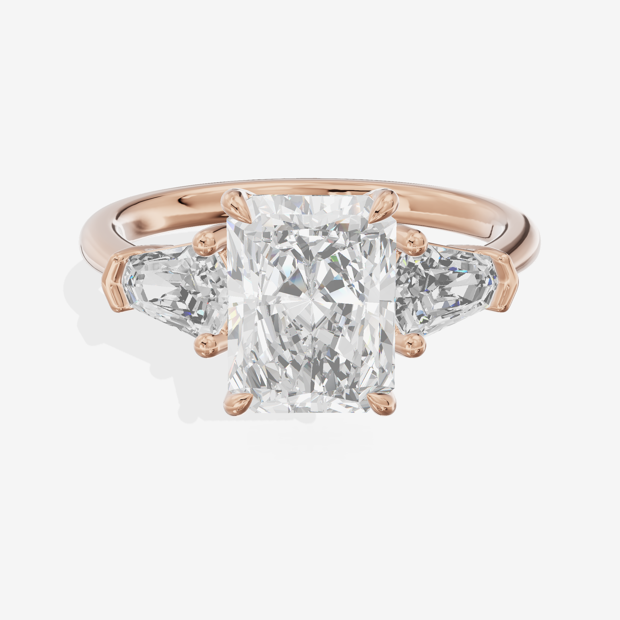 Classic Mirth Radiant Three Stone Engagement Ring (1/2 ct. tw.) in 14K Rose Gold
