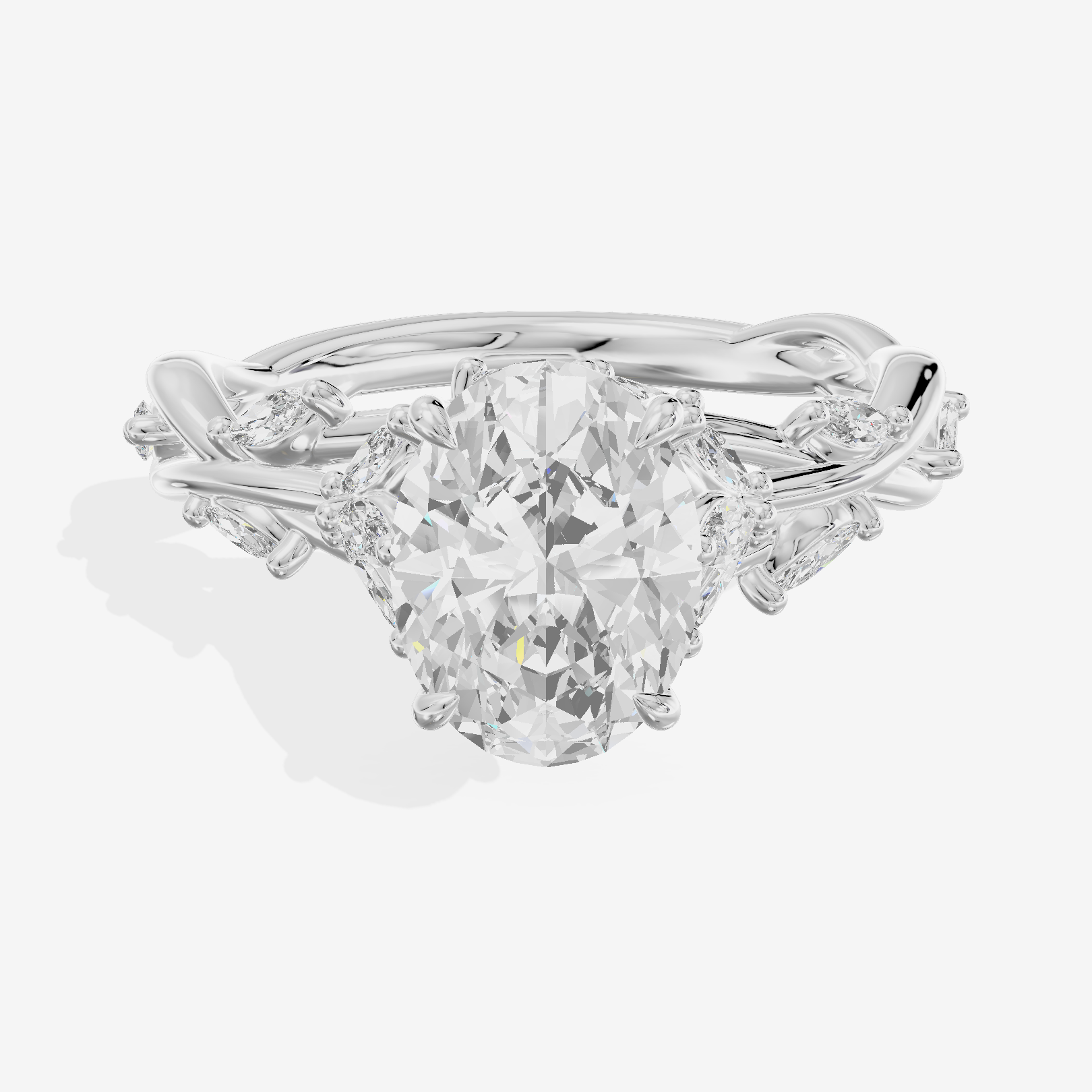 Twine Pavé Oval Twisted Engagement Ring (1/2 ct. tw.) in 18K White Gold