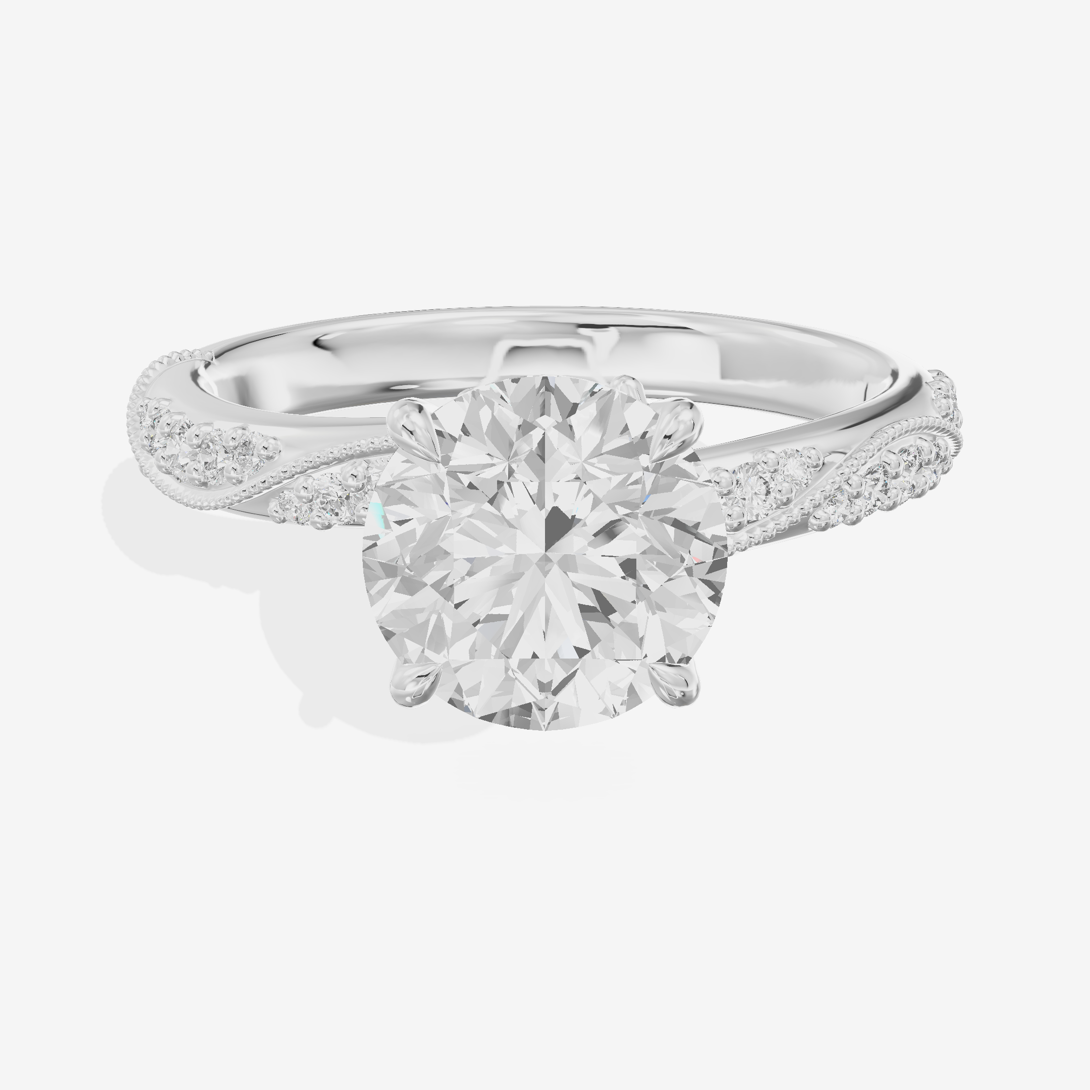 Classic Halcyon Round Engagement Ring with Side Stones (1/4 ct. tw.) in Platinum