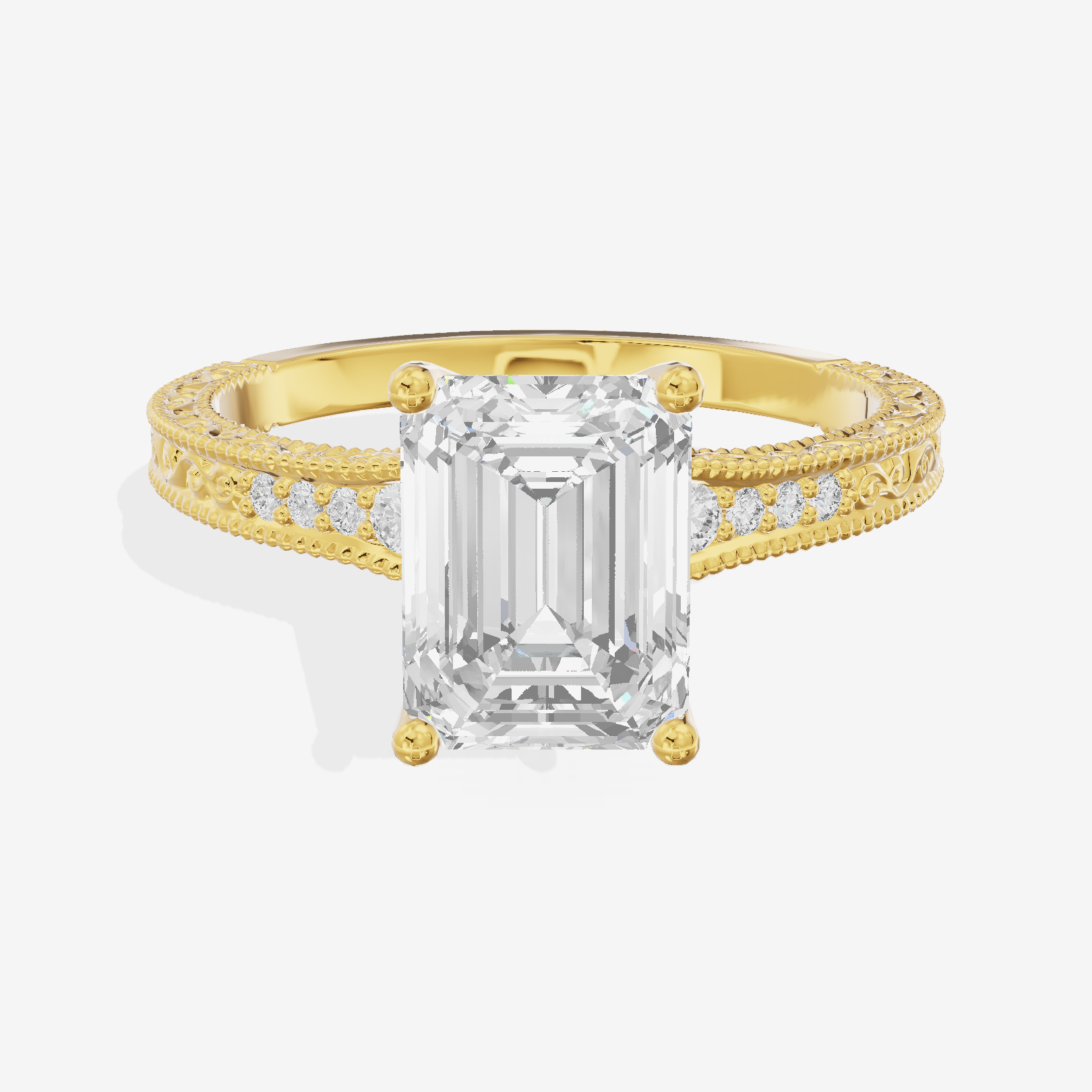 Vintage Sincere Emerald Engagement Ring (1/10 ct. tw.) in 18K Yellow Gold