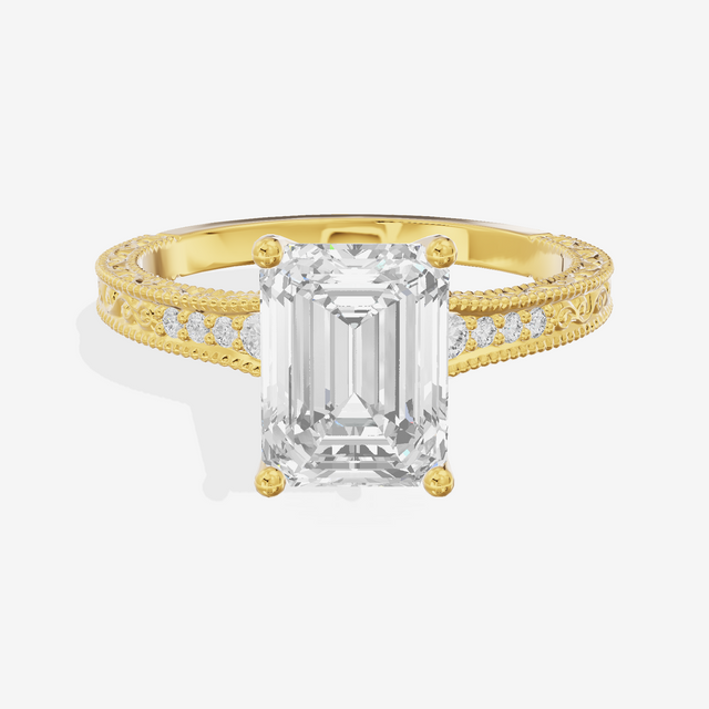 Vintage Sincere Emerald Engagement Ring (1/10 ct. tw.) in 18K Yellow Gold