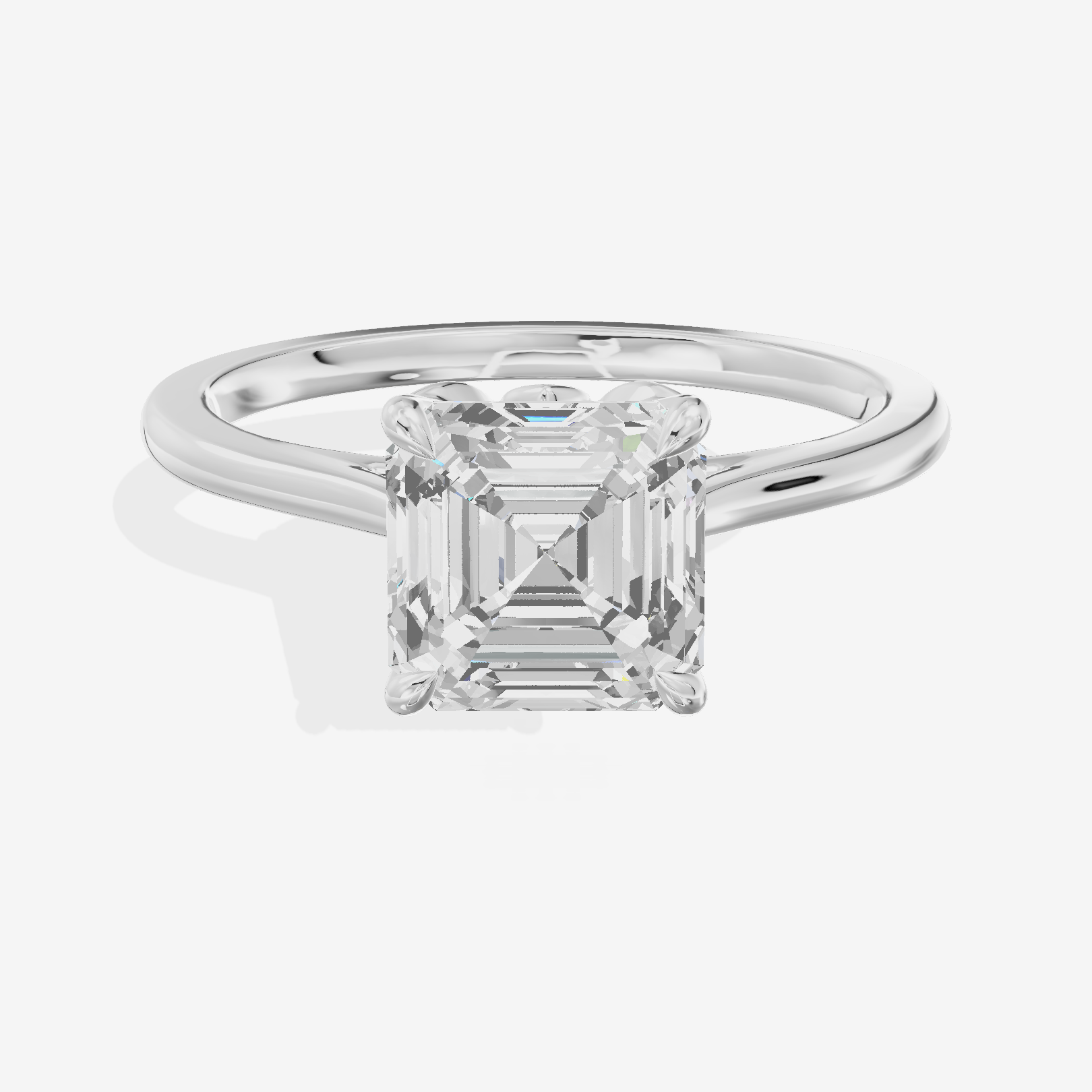 Coeurine Cathedral 1.5mm Asscher Solitaire Engagement Ring in 14K White Gold
